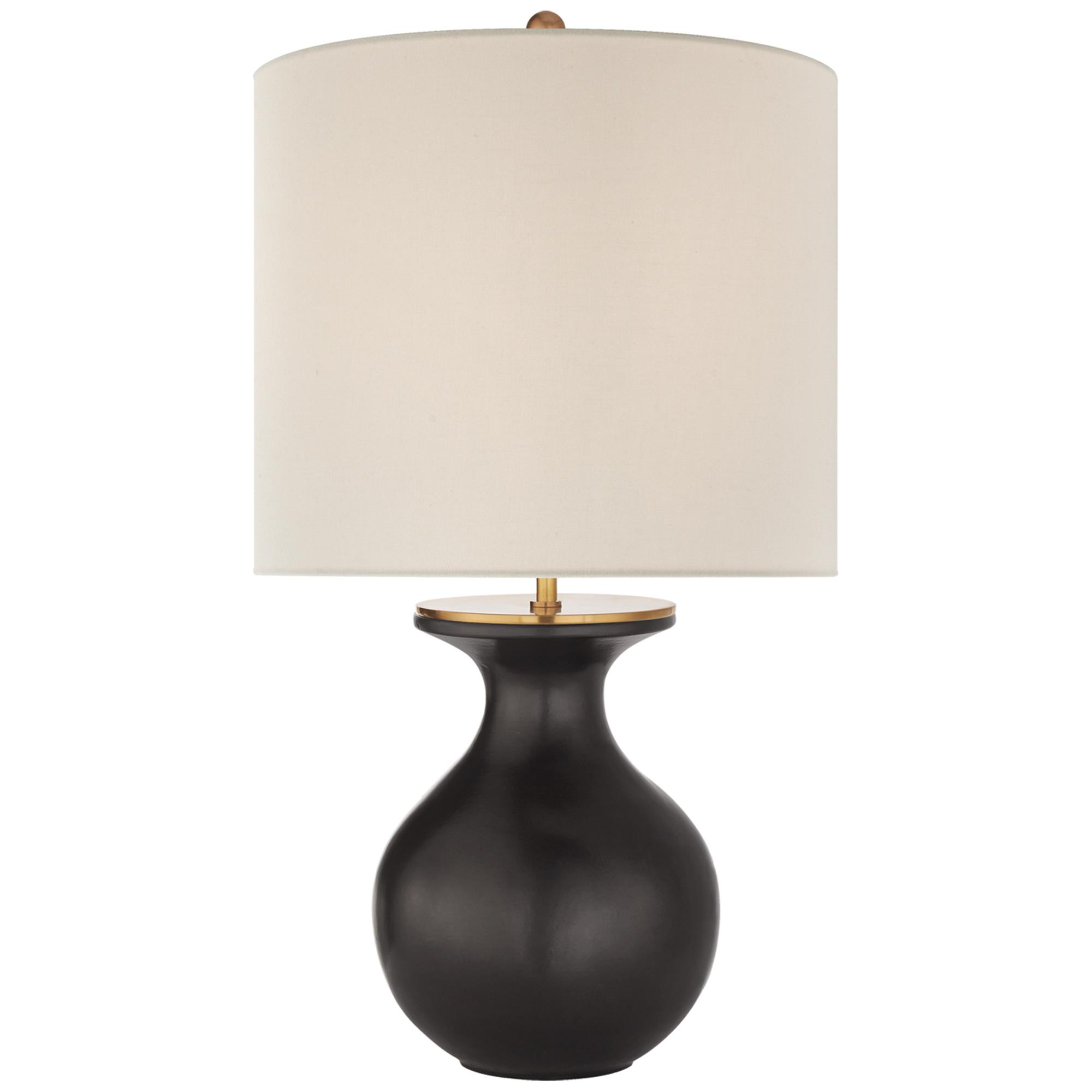 Shown in Metallic Black finish and Linen shade