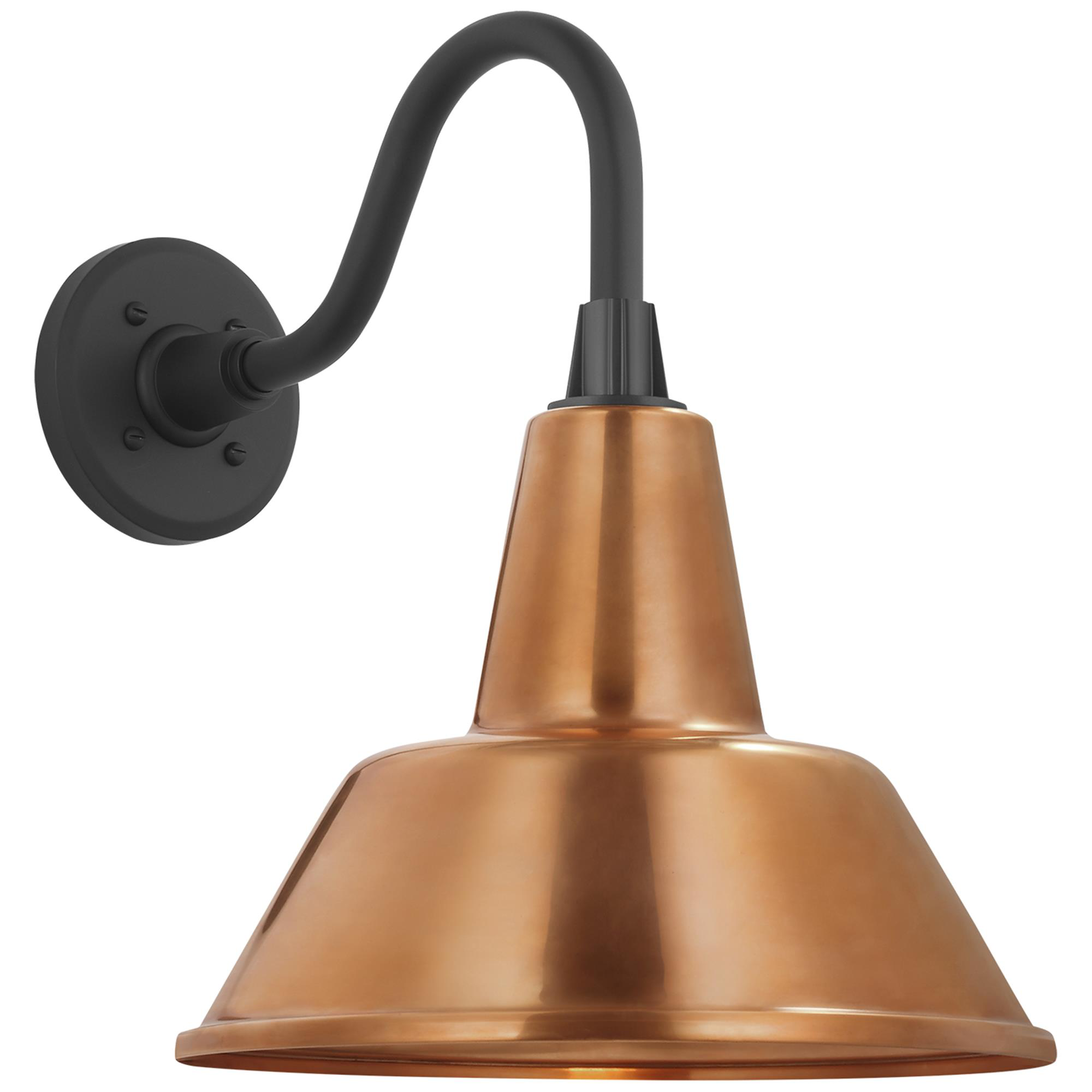 Shown in Matte Black finish and Soft Copper Bowers shade