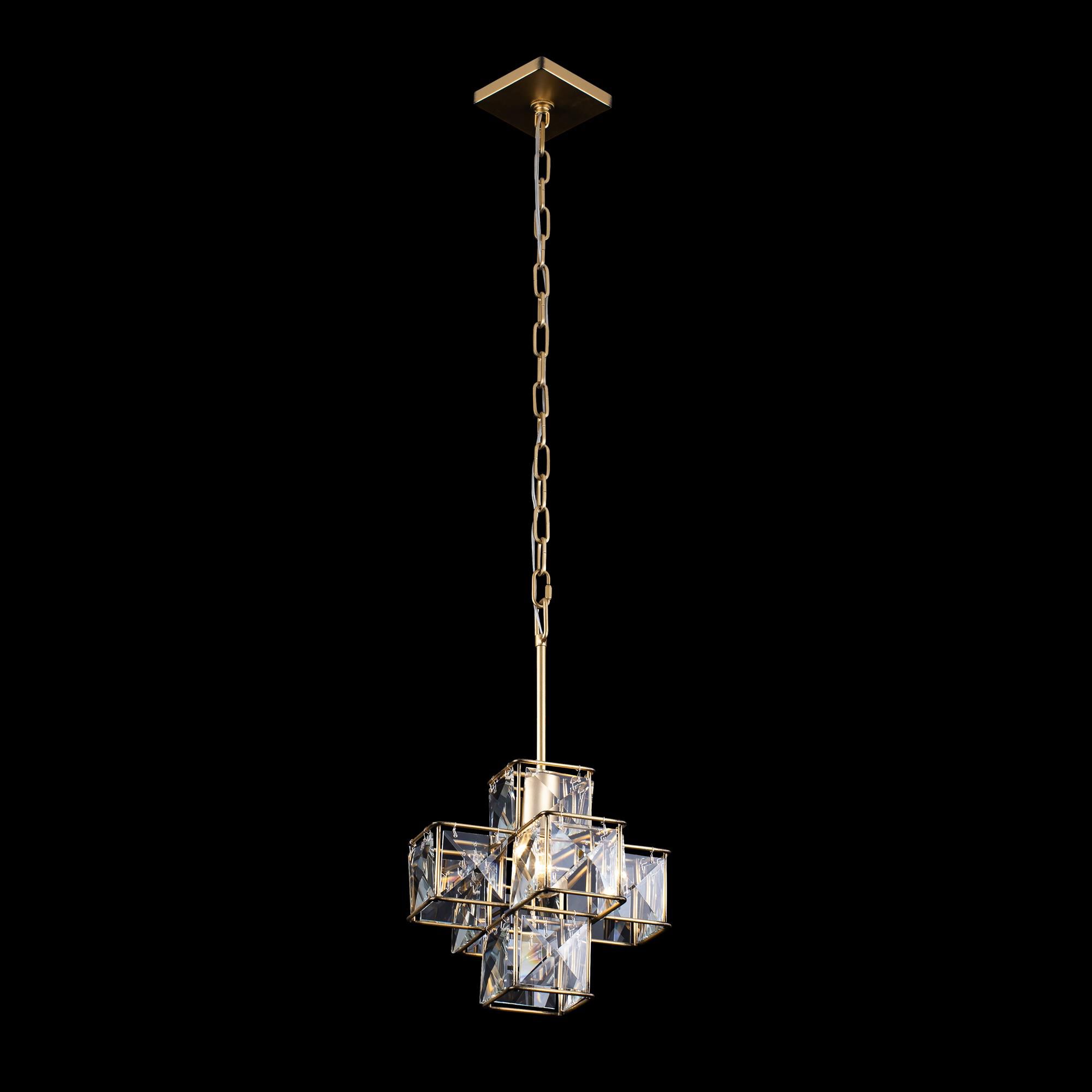 Shown in Calypso Gold finish and Faceted Panels - Clear crystal
