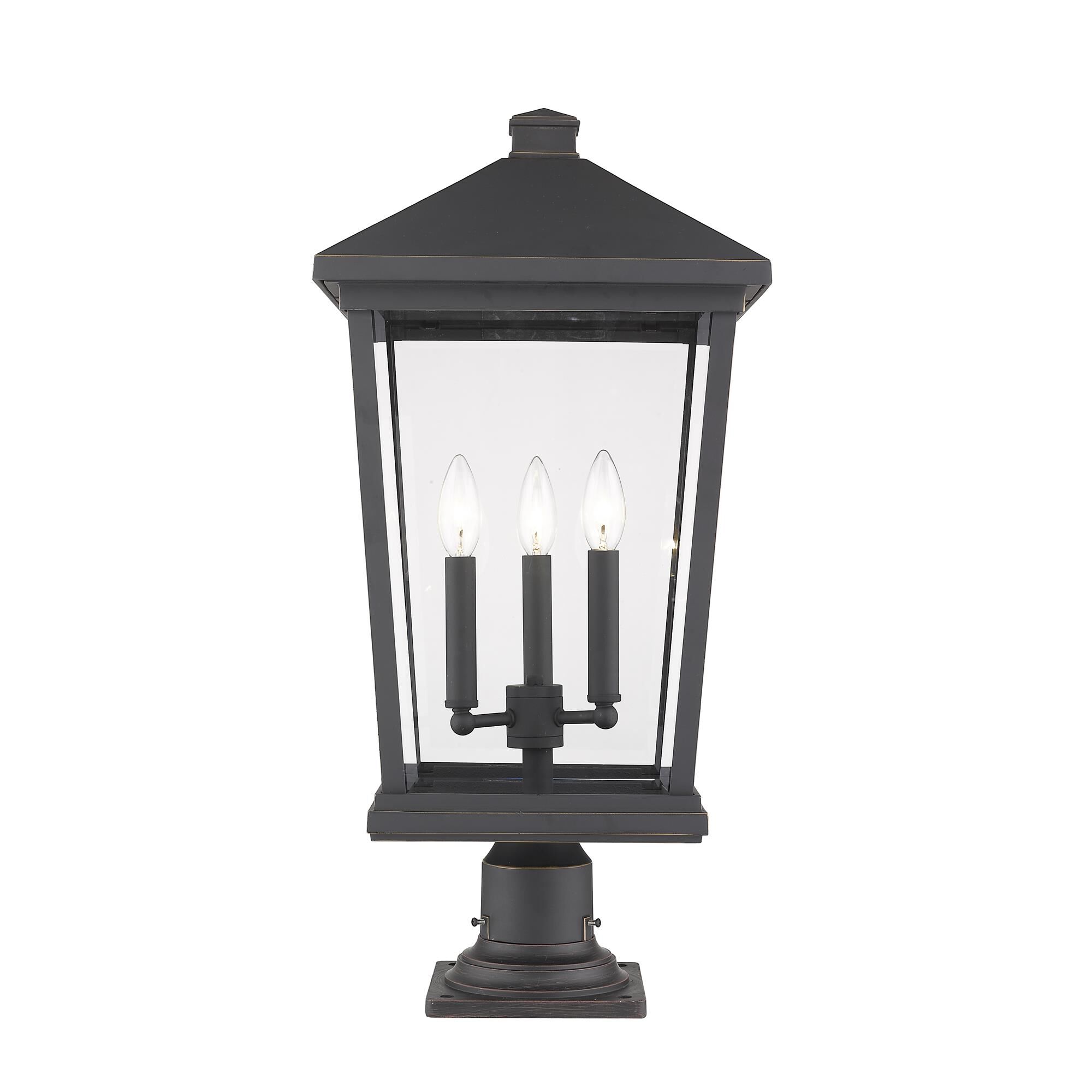 Shown in Oil Rubbed Bronze finish and Glass shade