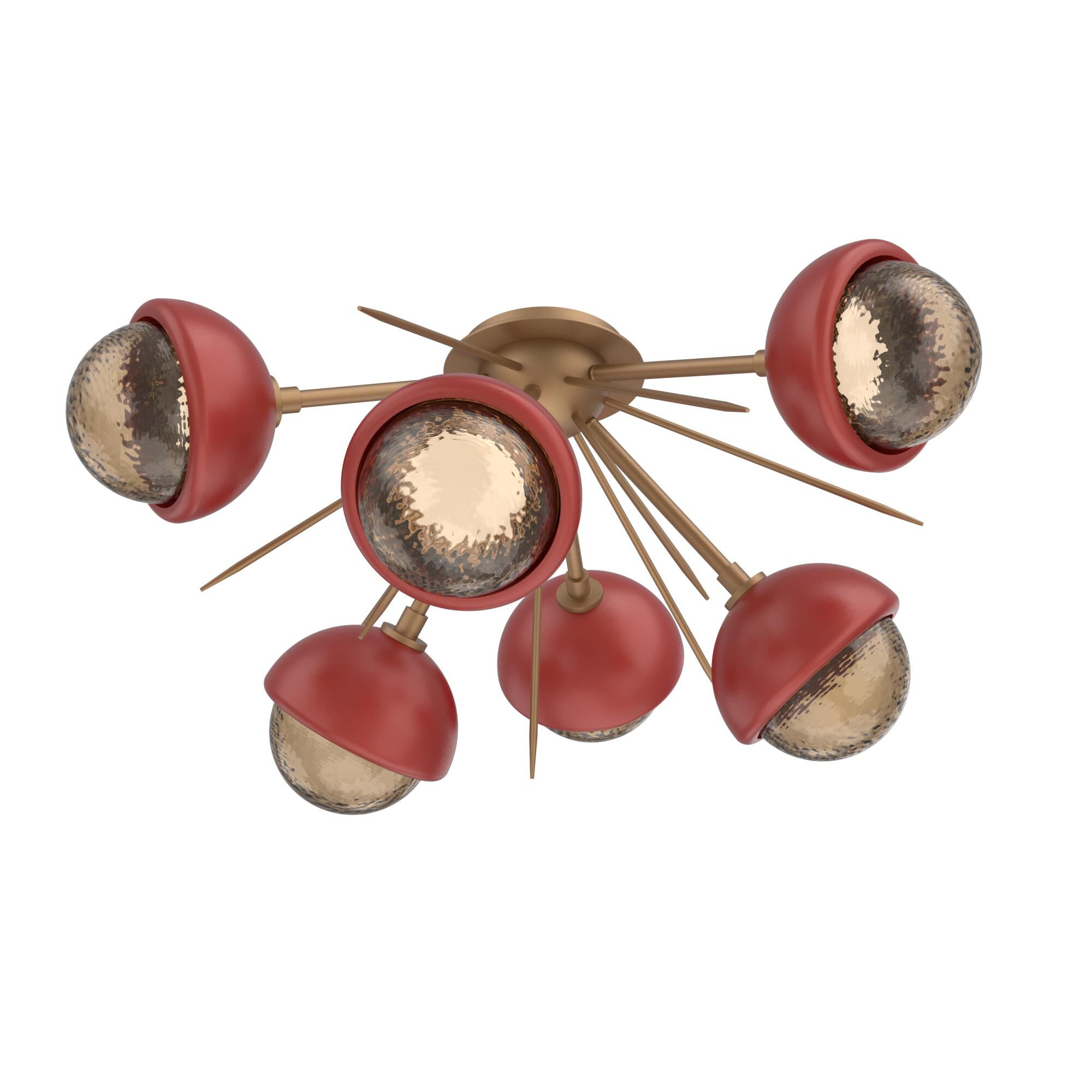 Shown in Novel Brass finish and Bronze glass and Cinnamon Red accent