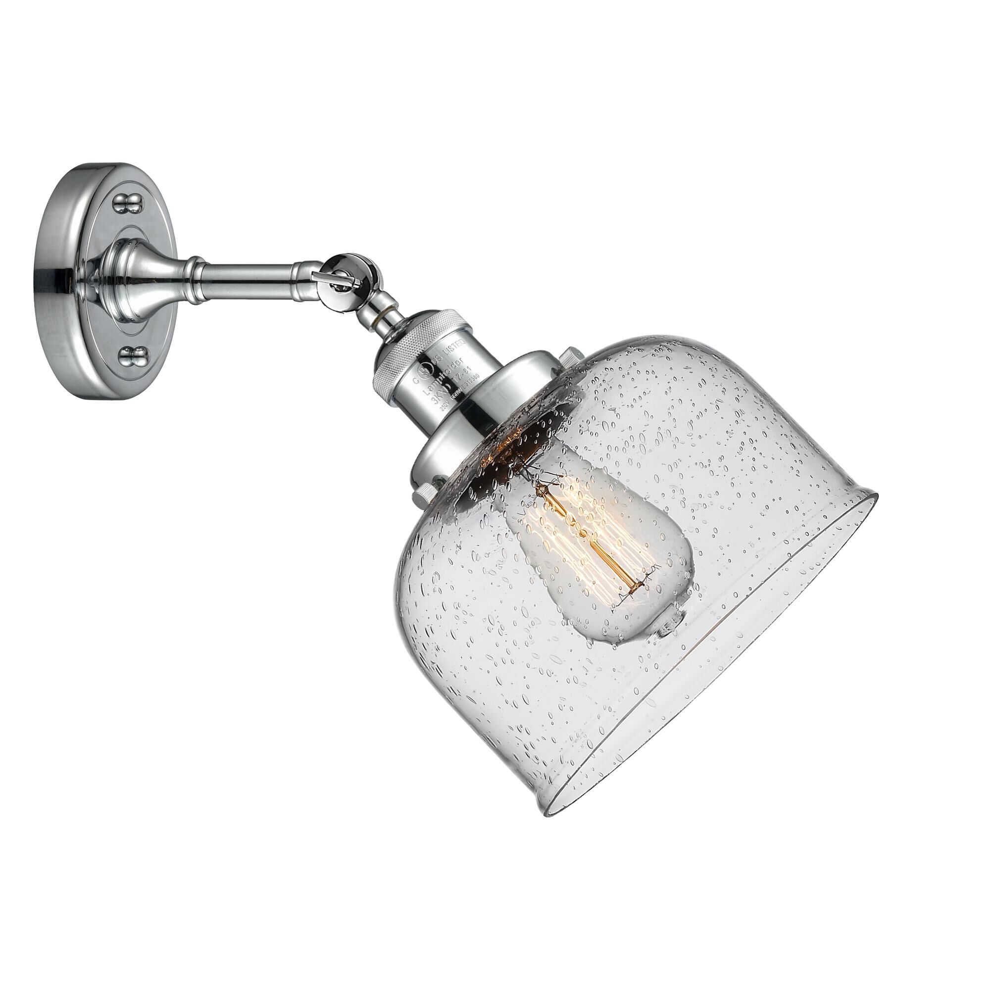 Shown in Polished Chrome finish and Seedy glass and None accent