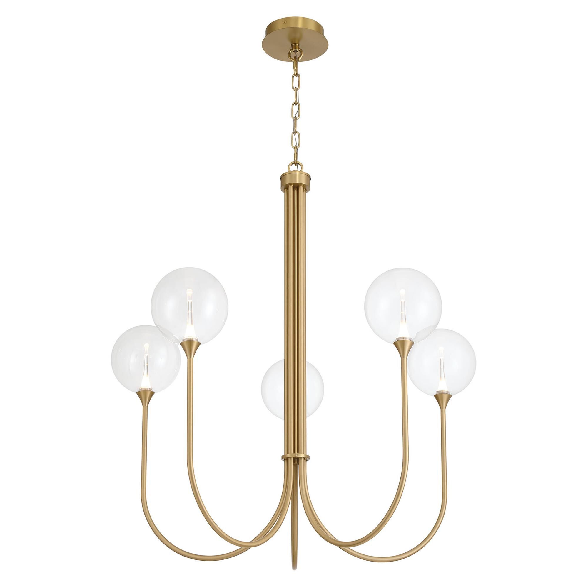 Shown in Gold finish and Clear glass