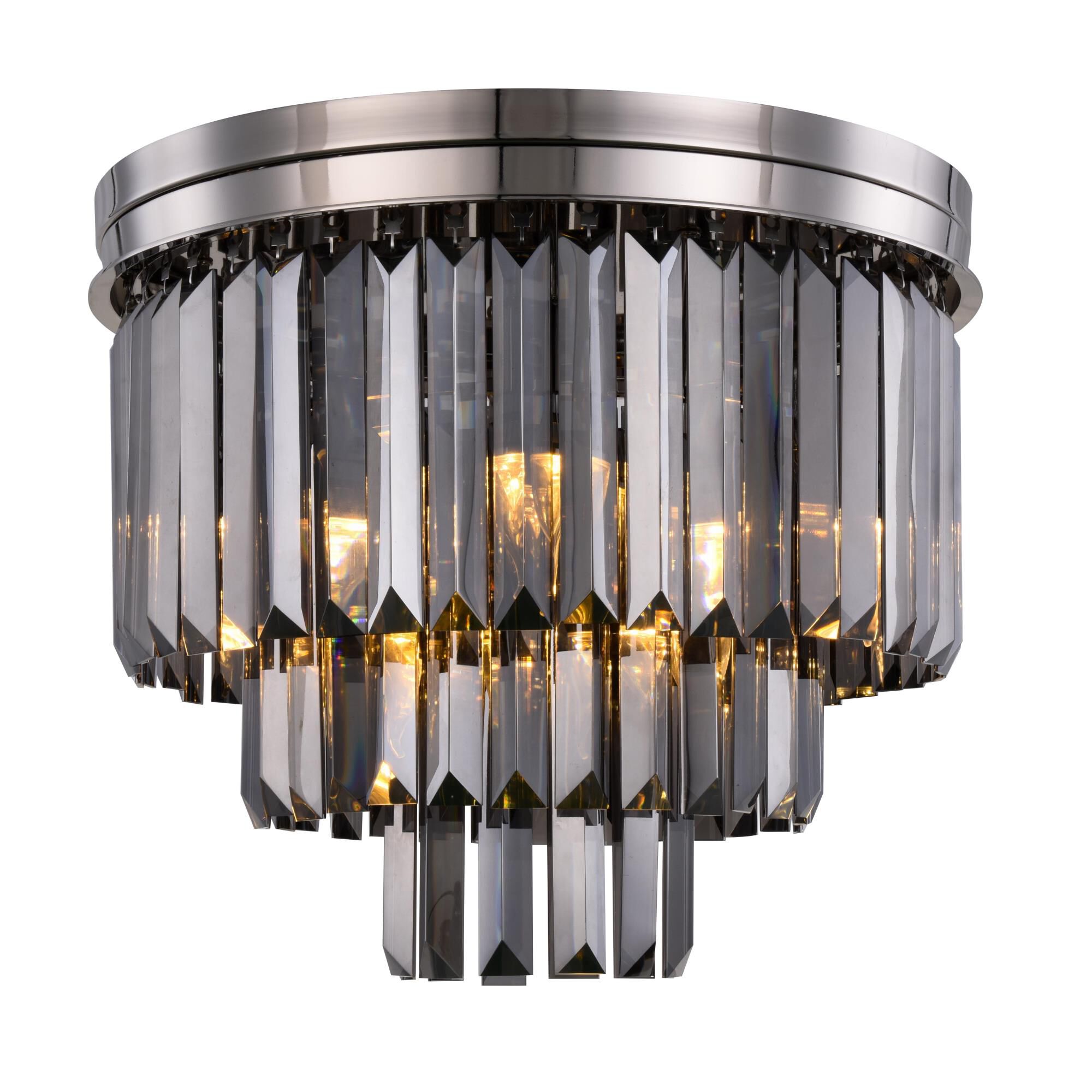 Shown in Polished Nickel finish and Royal Cut crystal and Silver Shade (Grey) accent