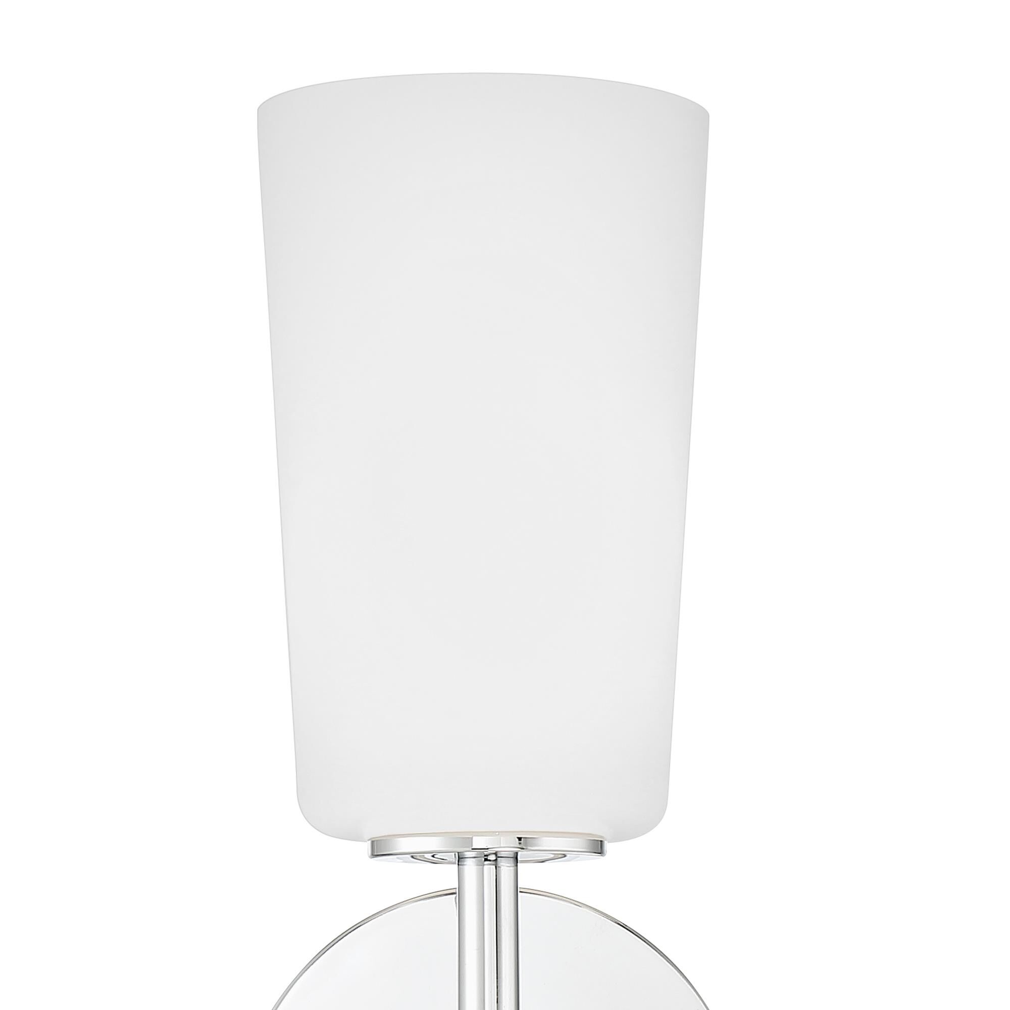 Shown in Polished Chrome finish and Opal White glass