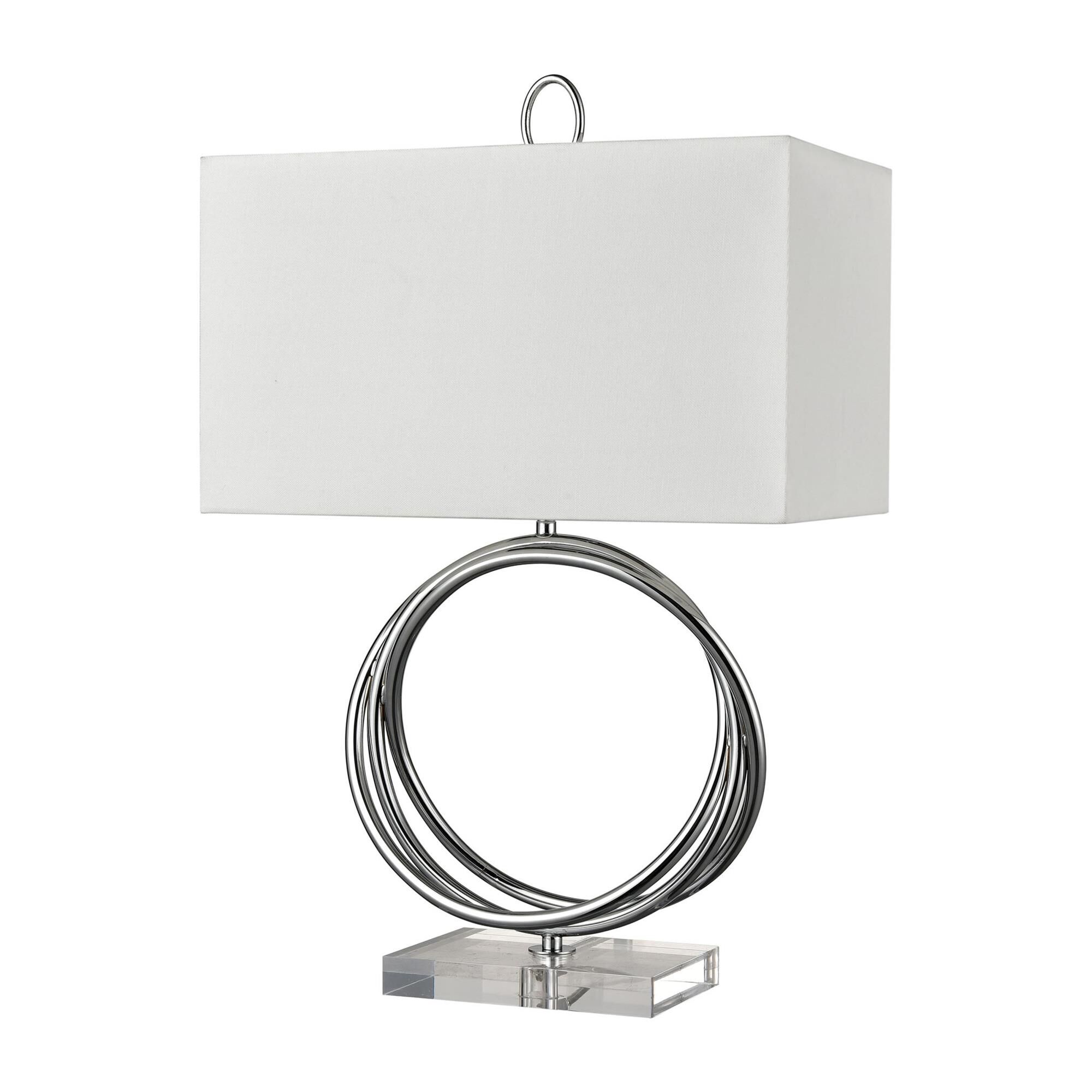 Shown in Chrome finish and White Linen Shade glass and White Linen shade
