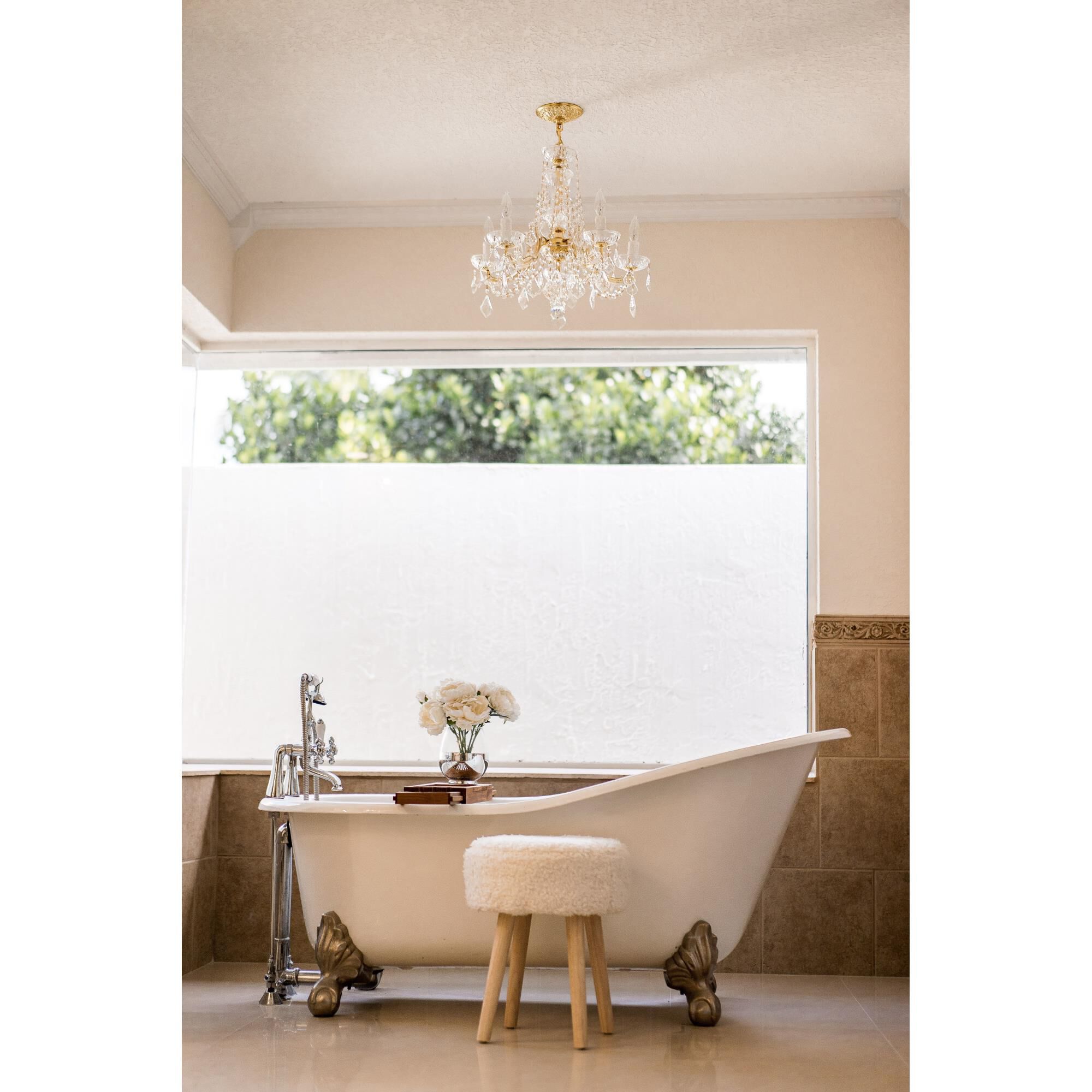 Shown in Gold finish and Clear Hand Cut crystal