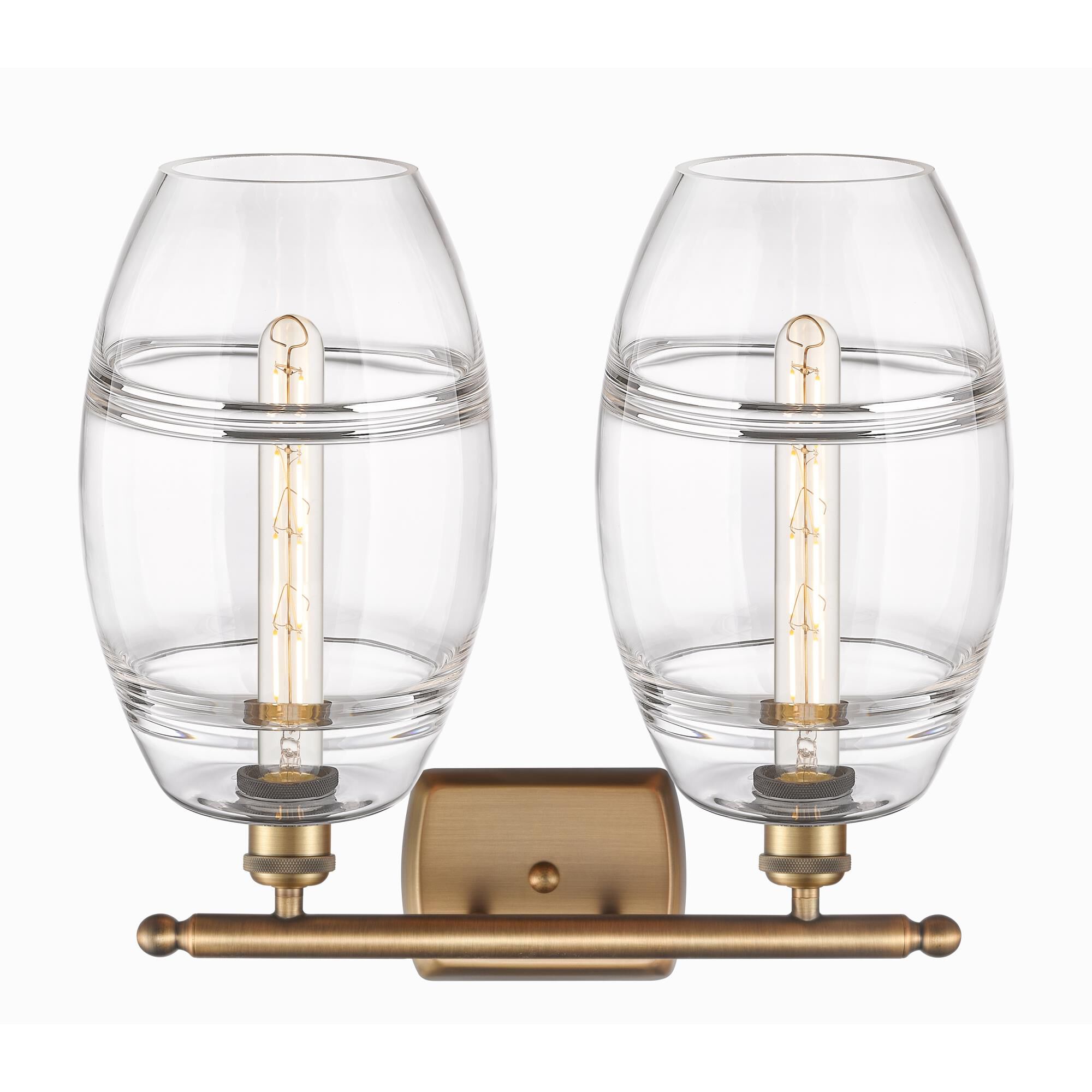 Shown in Brushed Brass finish and Clear glass