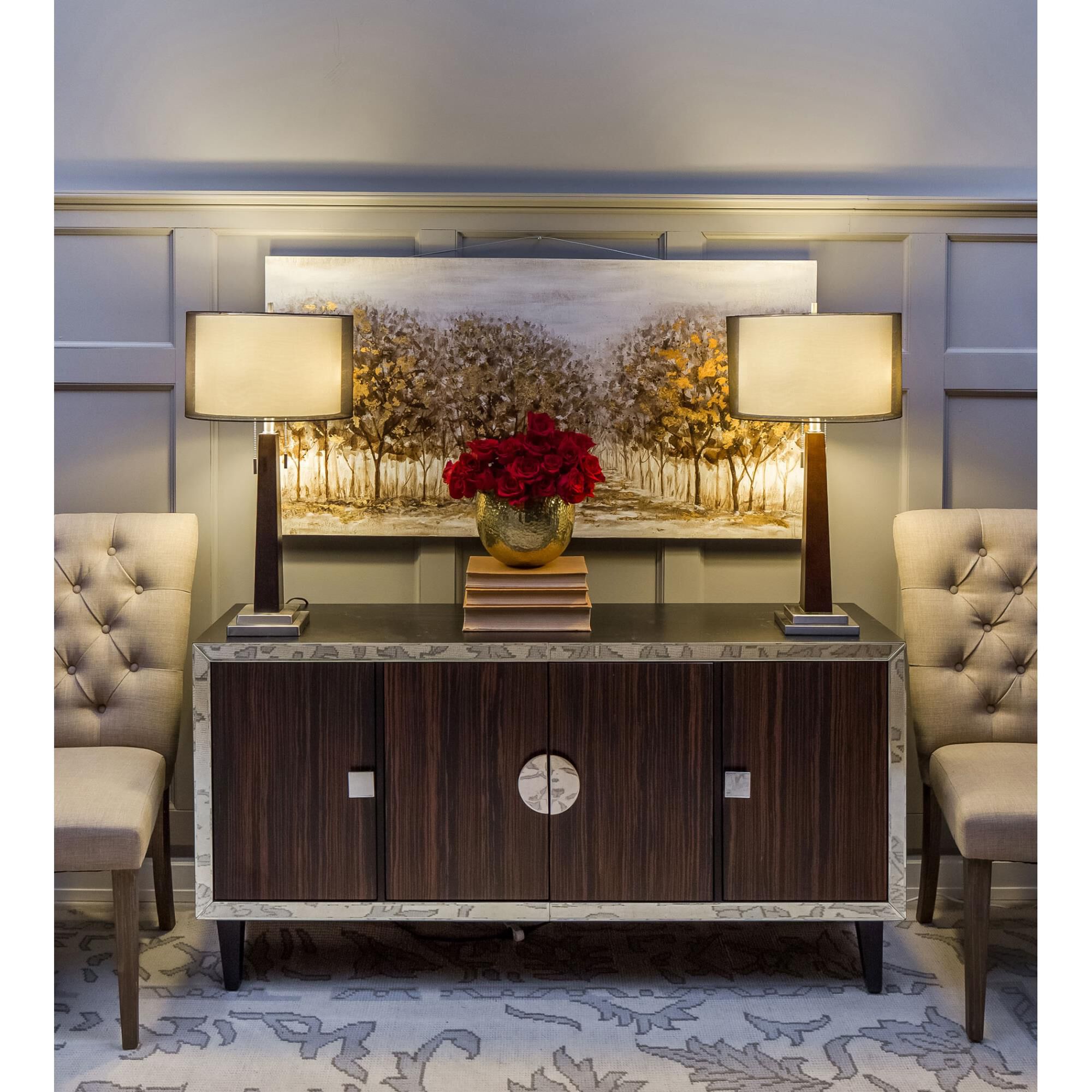 Shown in Black finish and Black Organza Drum shade