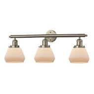 Shown in Brushed Satin Nickel finish and Matte White Cased glass