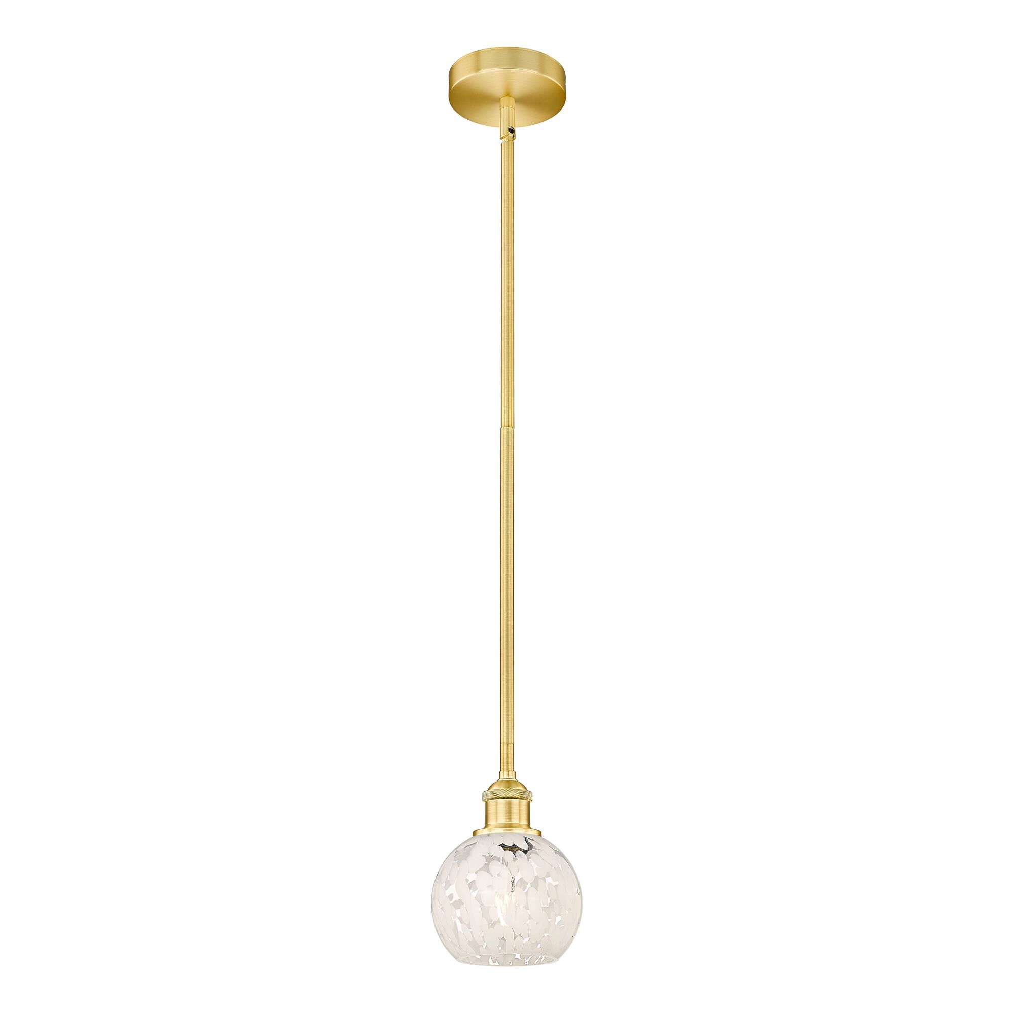 Shown in Satin Gold finish and White Mouchette glass