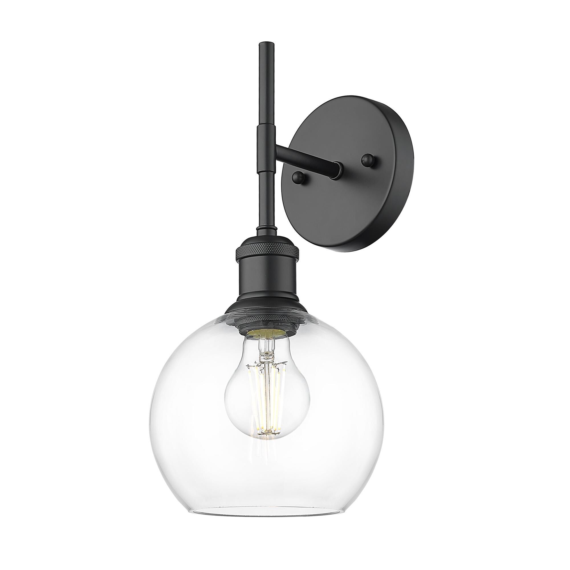 Shown in Matte Black finish and Clear glass and Without Shade shade