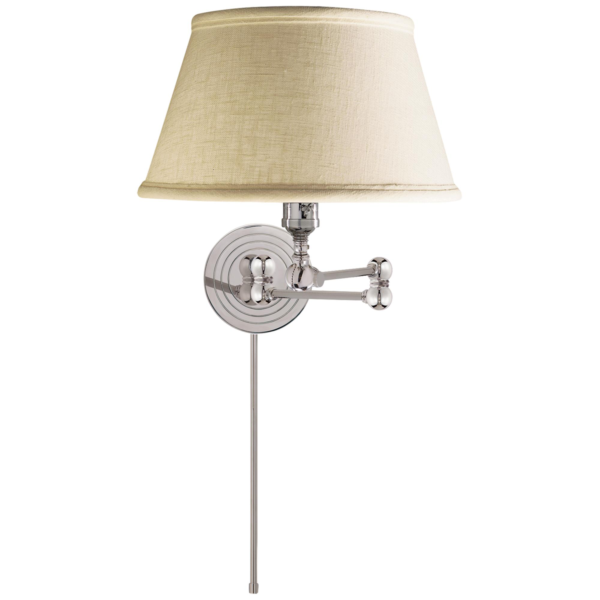 Shown in Polished Nickel finish and Linen shade