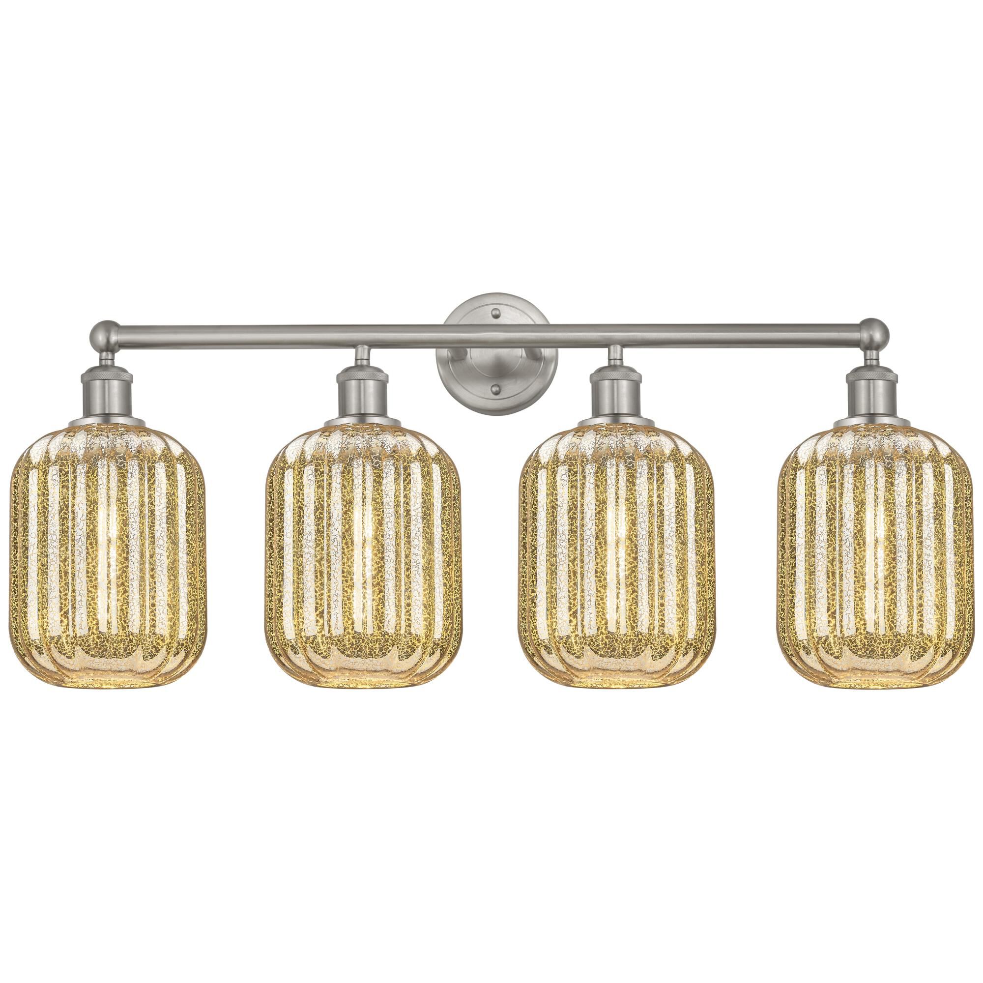 Shown in Brushed Satin Nickel finish and Mercury glass