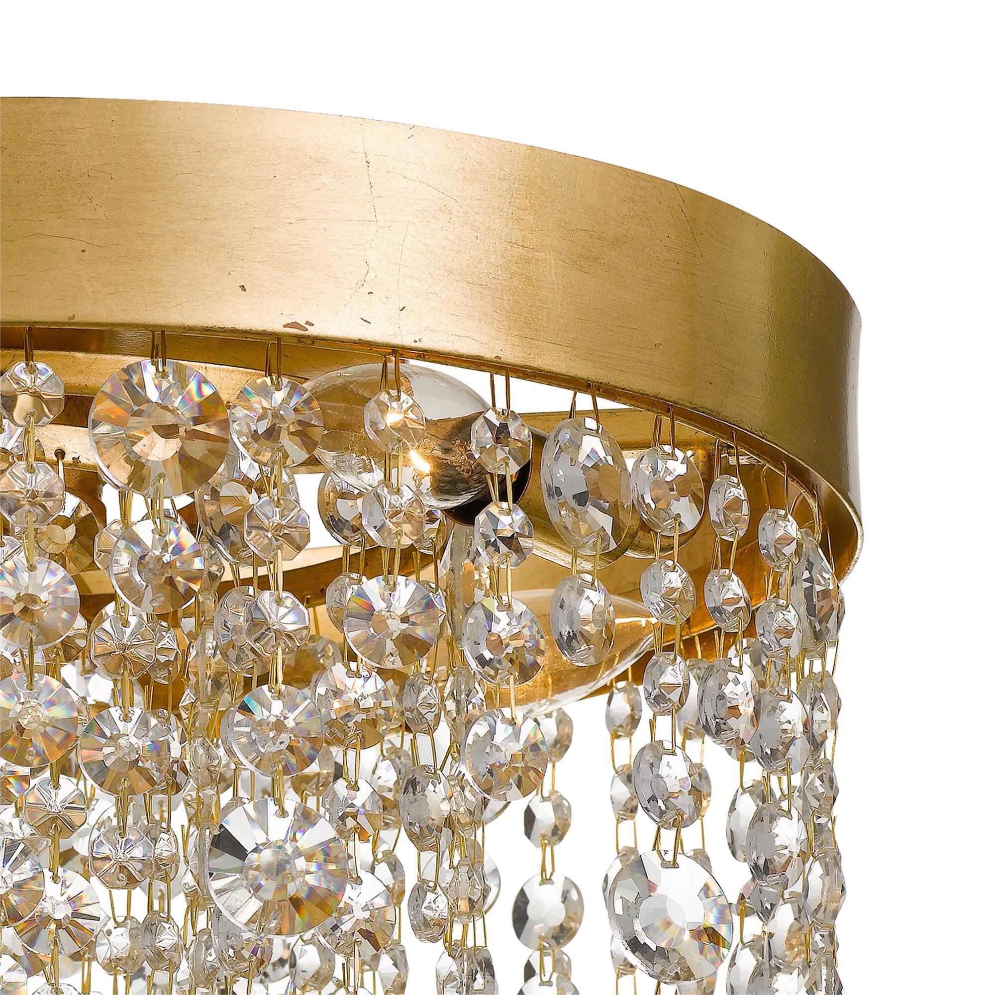 Shown in Antique Gold finish and Hand Cut Crystal crystal