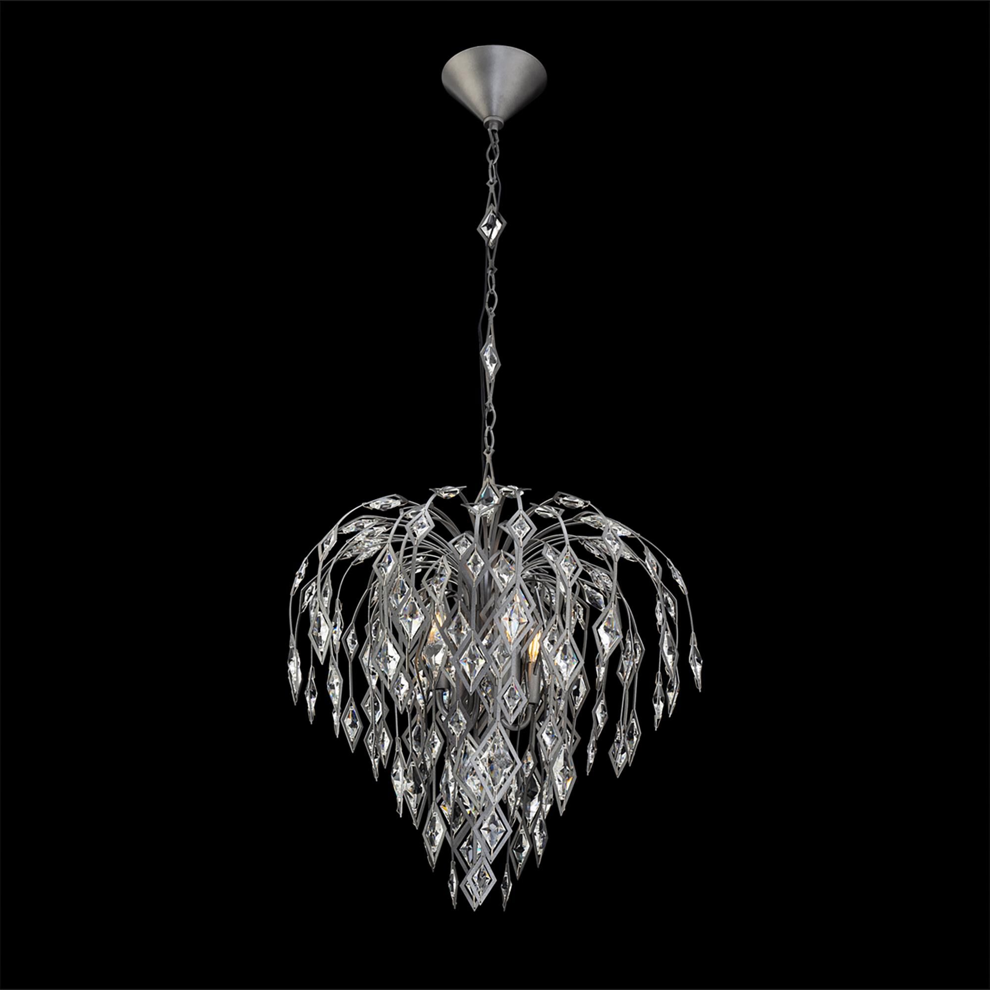 Shown in Antique Pewter finish and Clear Optic crystal