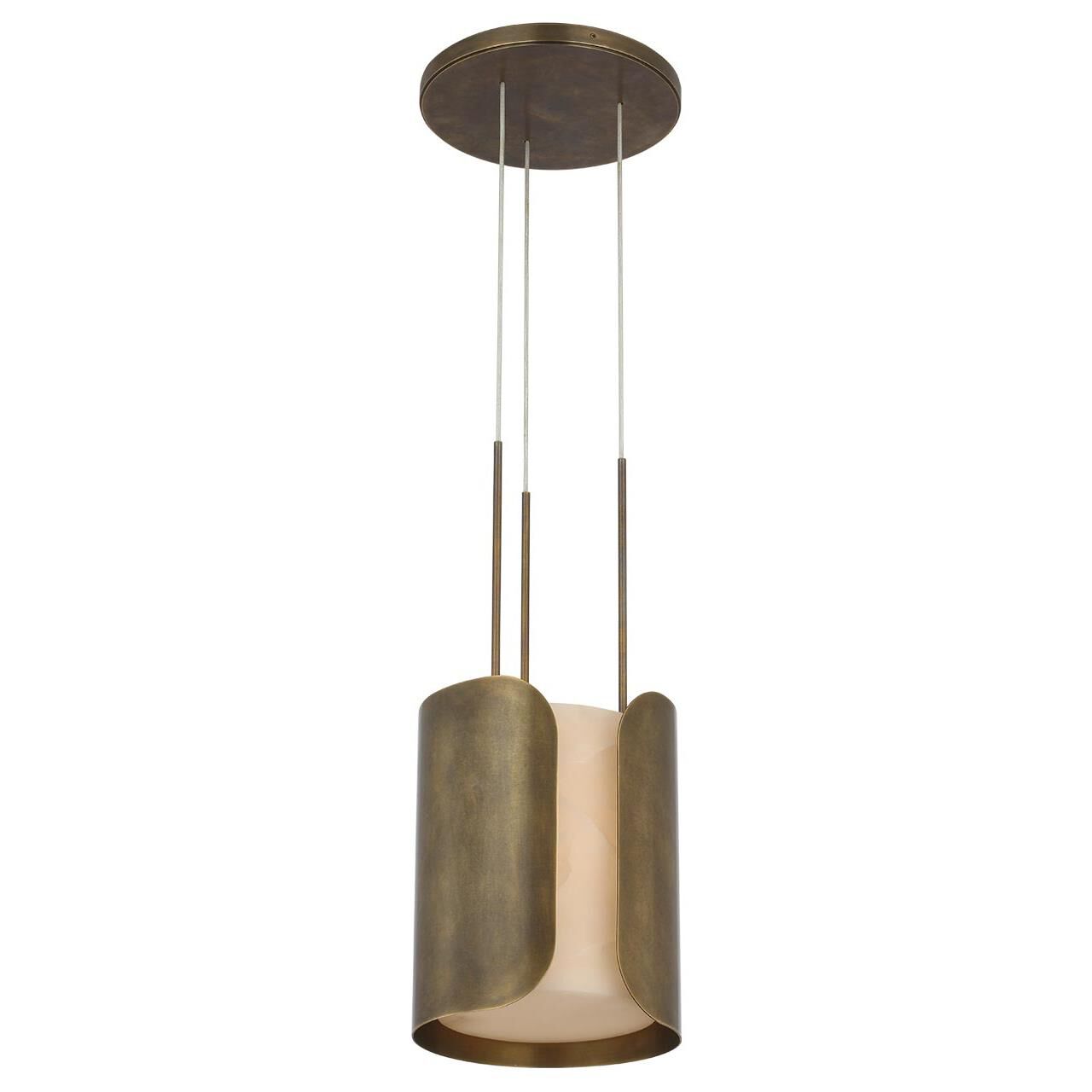 Shown in Mottled Brass finish and Alabaster shade