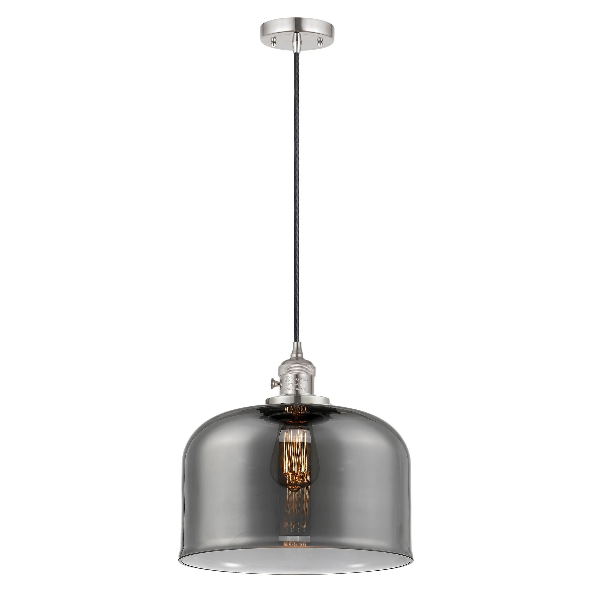 Shown in Polished Nickel finish and Plated Smoke glass