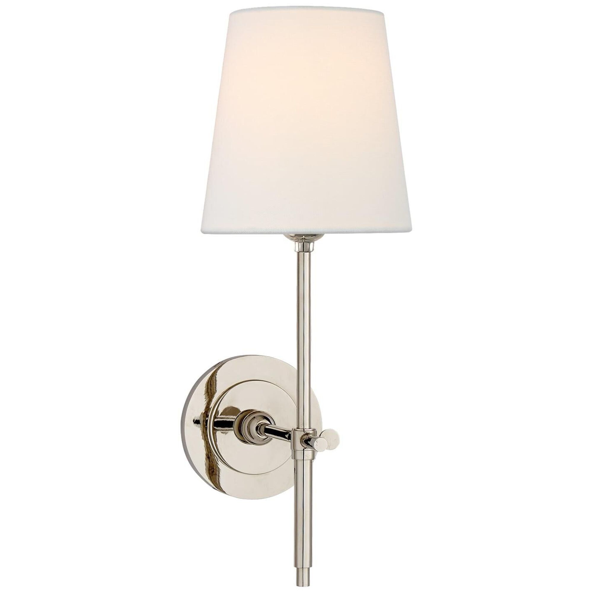 Shown in Polished Nickel finish and Linen shade