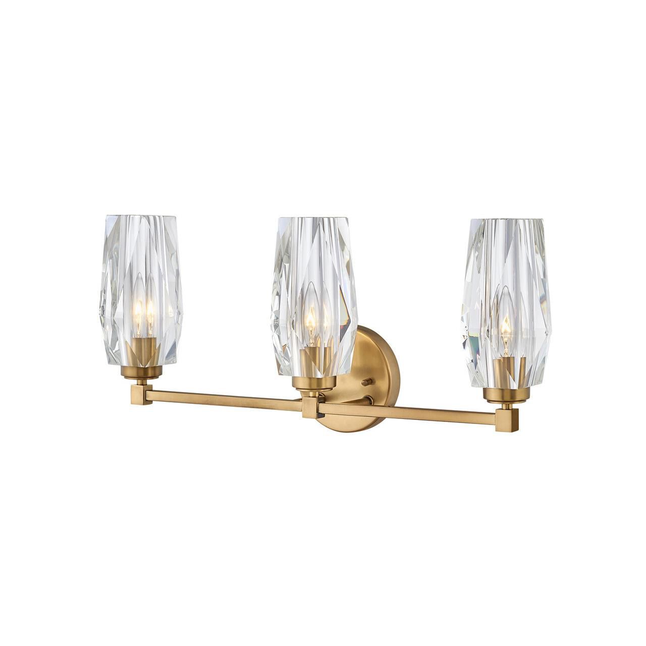 Shown in Heritage Brass finish and Faceted Clear Crystal glass