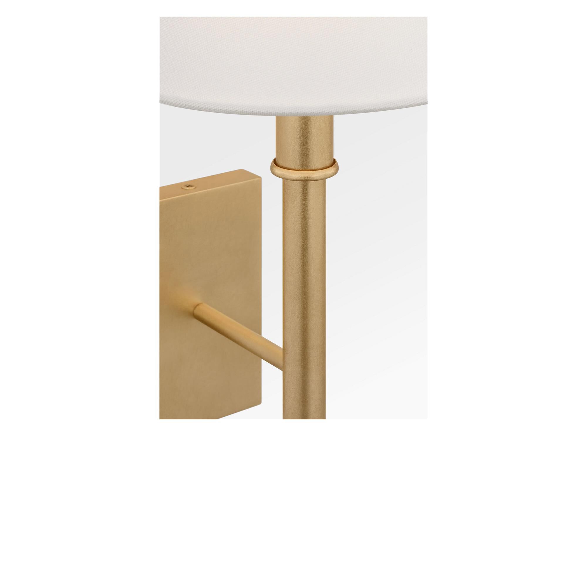 Shown in Gild finish and White Linen Fabric shade