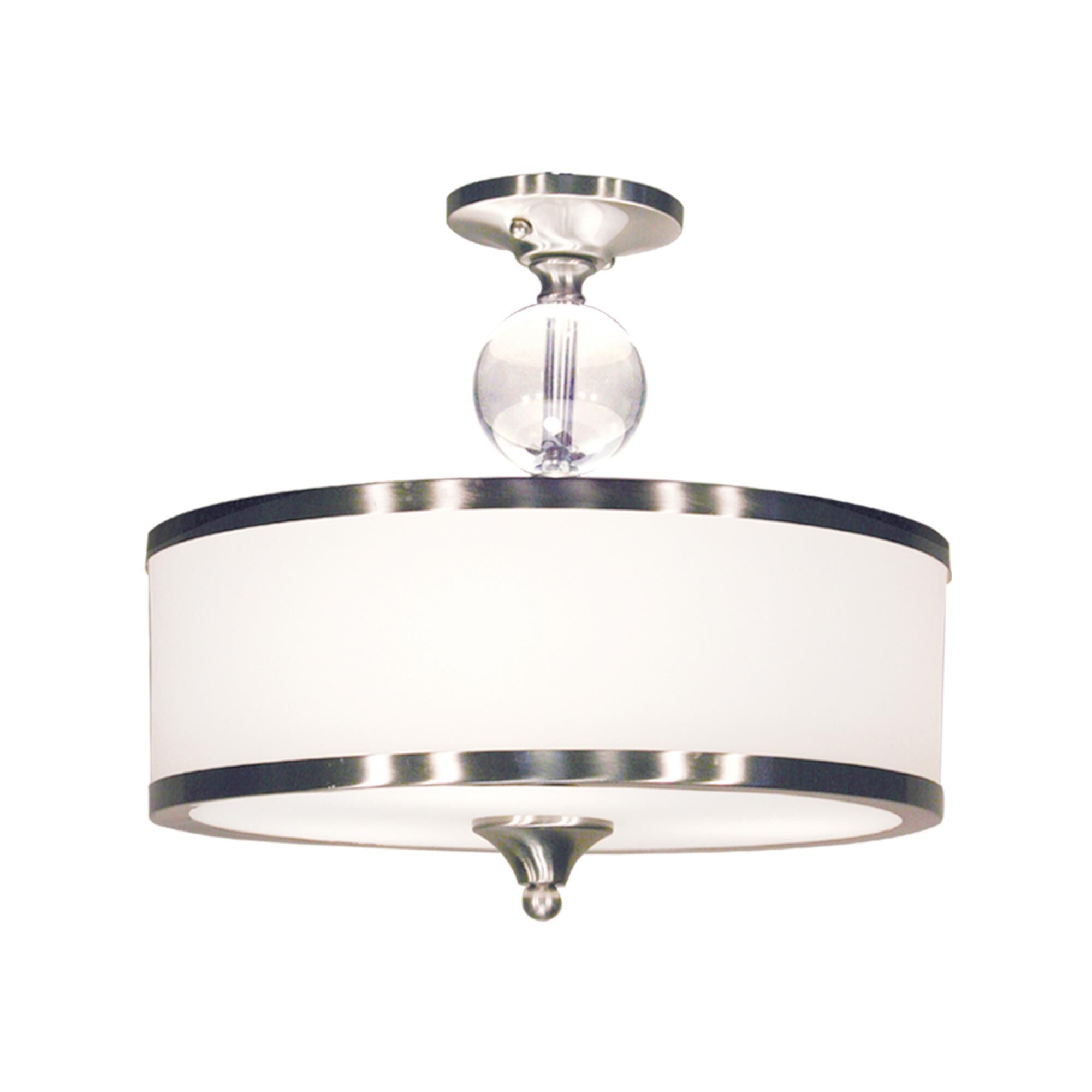 Shown in Brushed Nickel finish and Glass shade