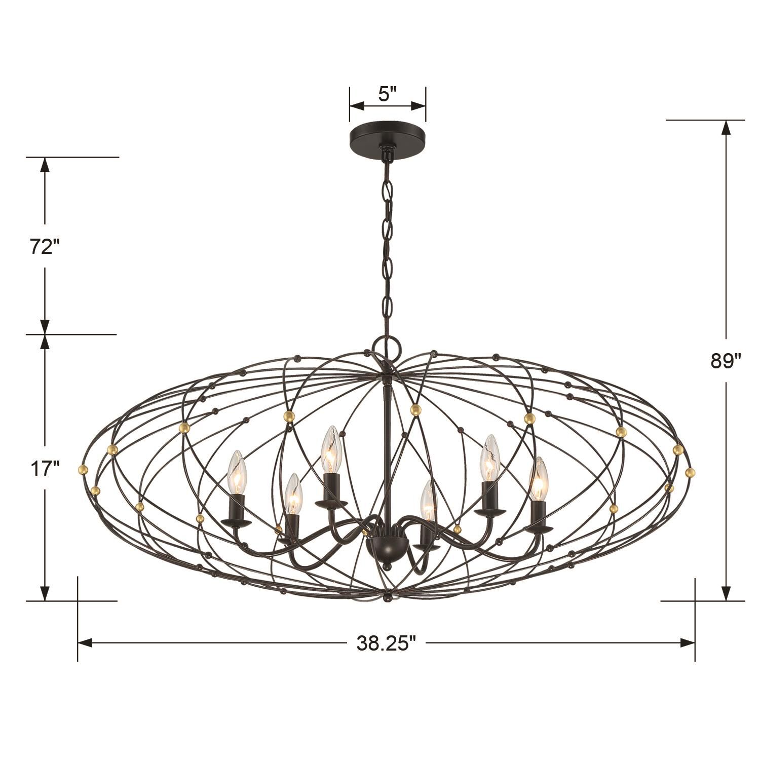 Zucca 38 Inch 6 Light Chandelier by Crystorama