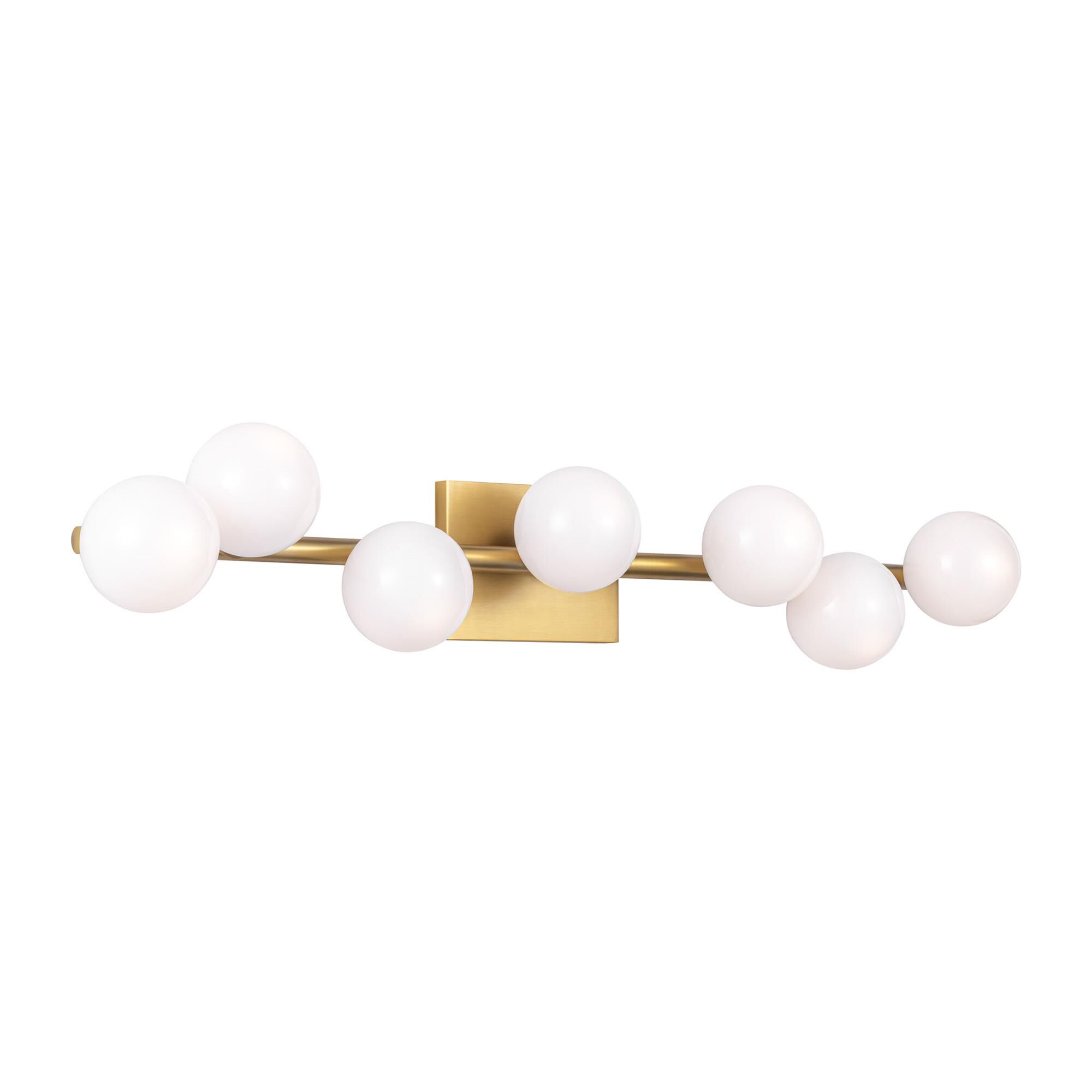 Shown in Burnished Brass finish and Milk glass