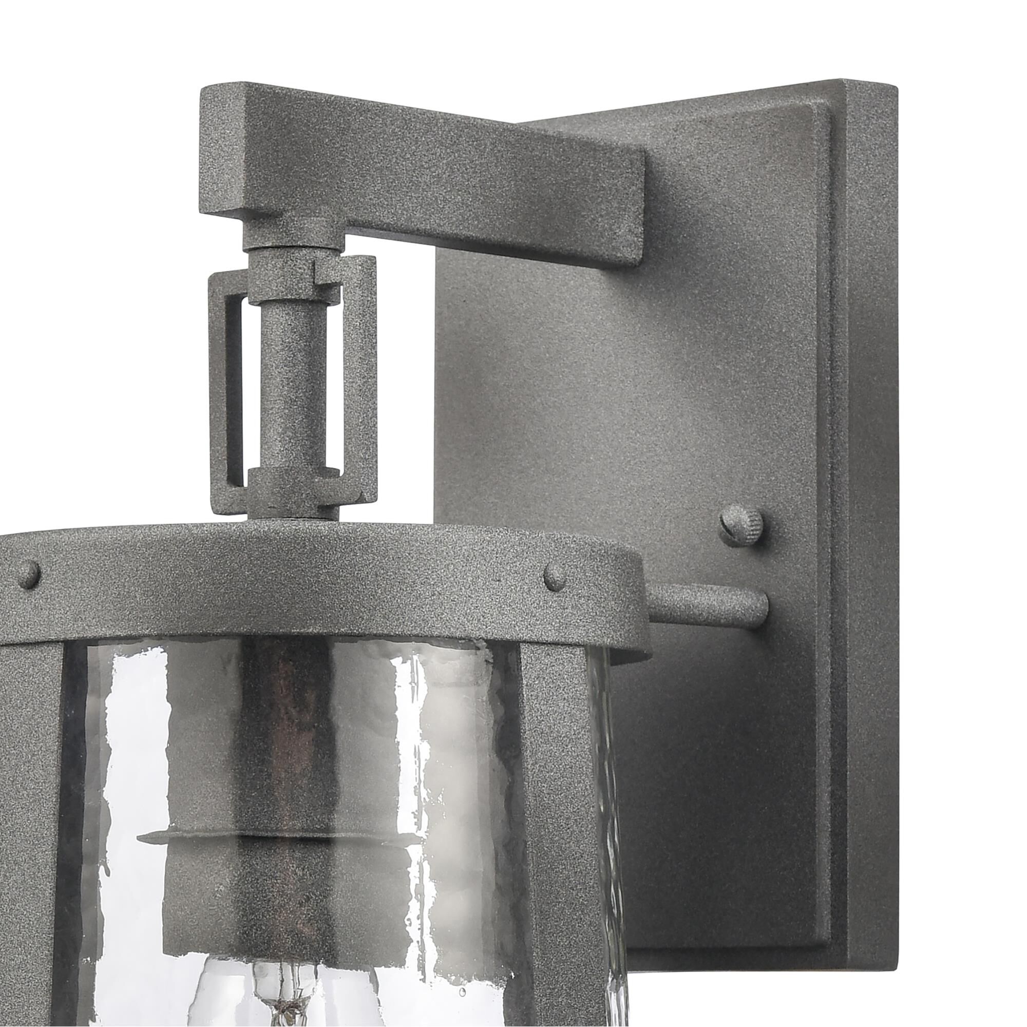 Shown in Gray finish and Clear Hammered glass