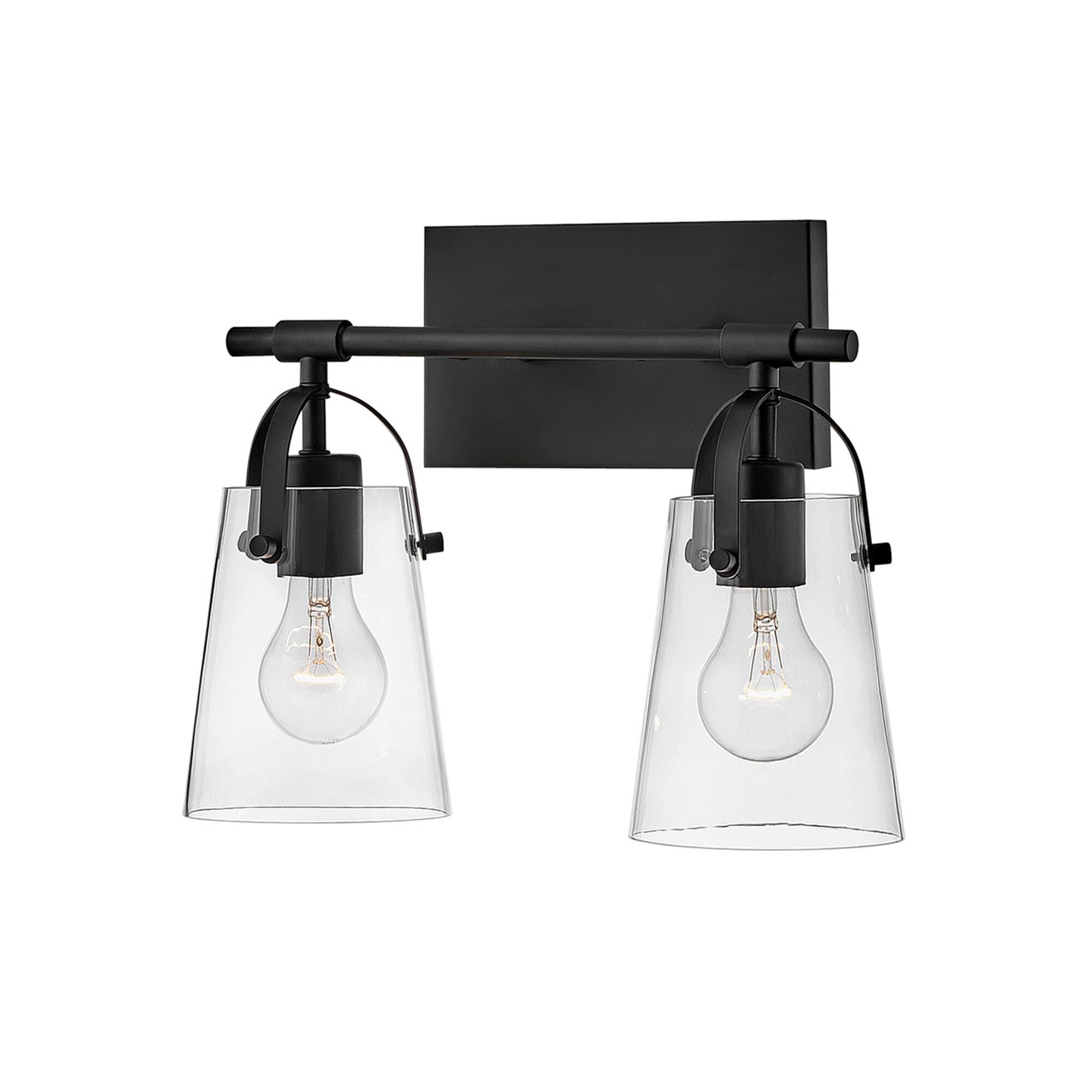 Shown in Black finish and Clear glass