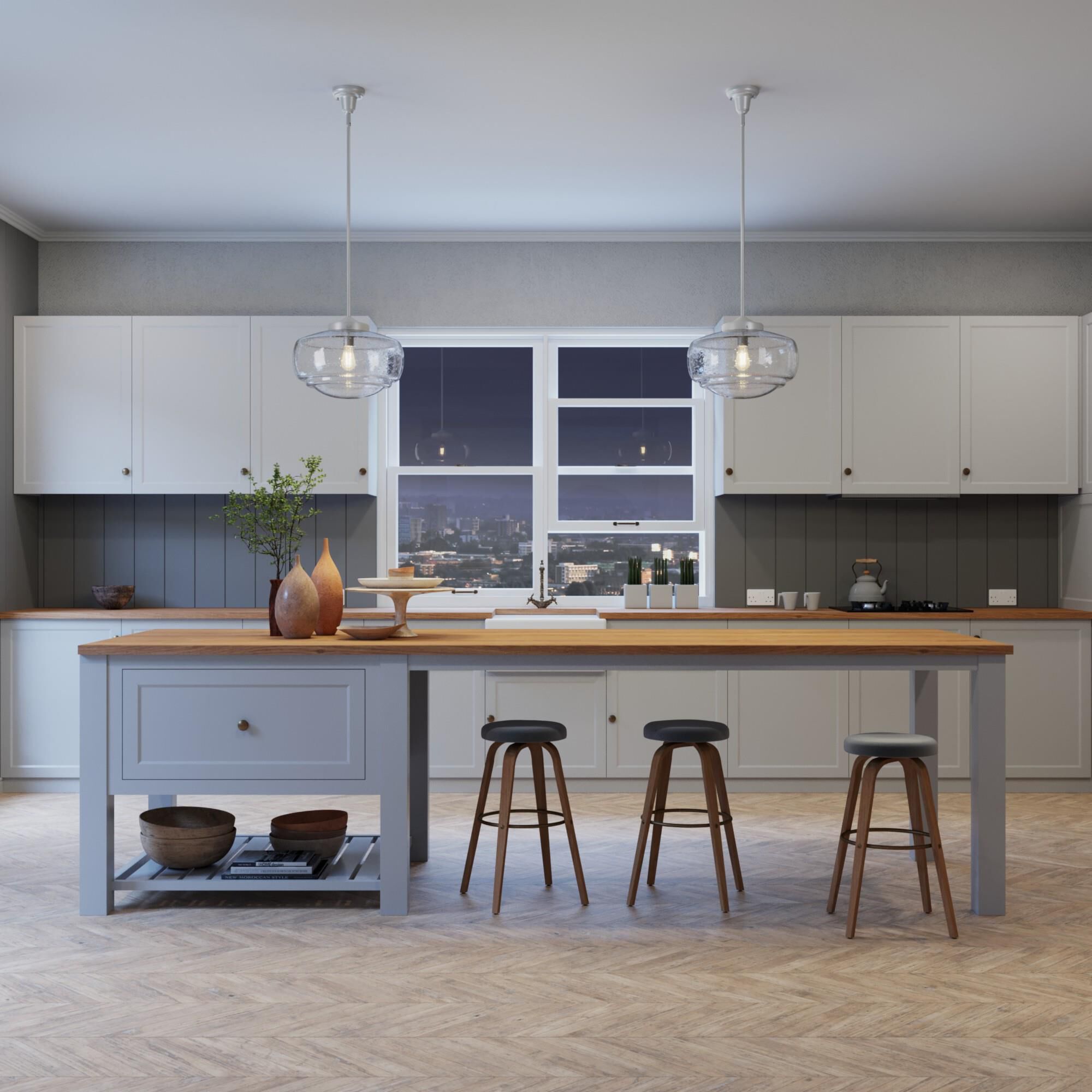 Shown in Brushed Nickel finish and Clear Seeded glass