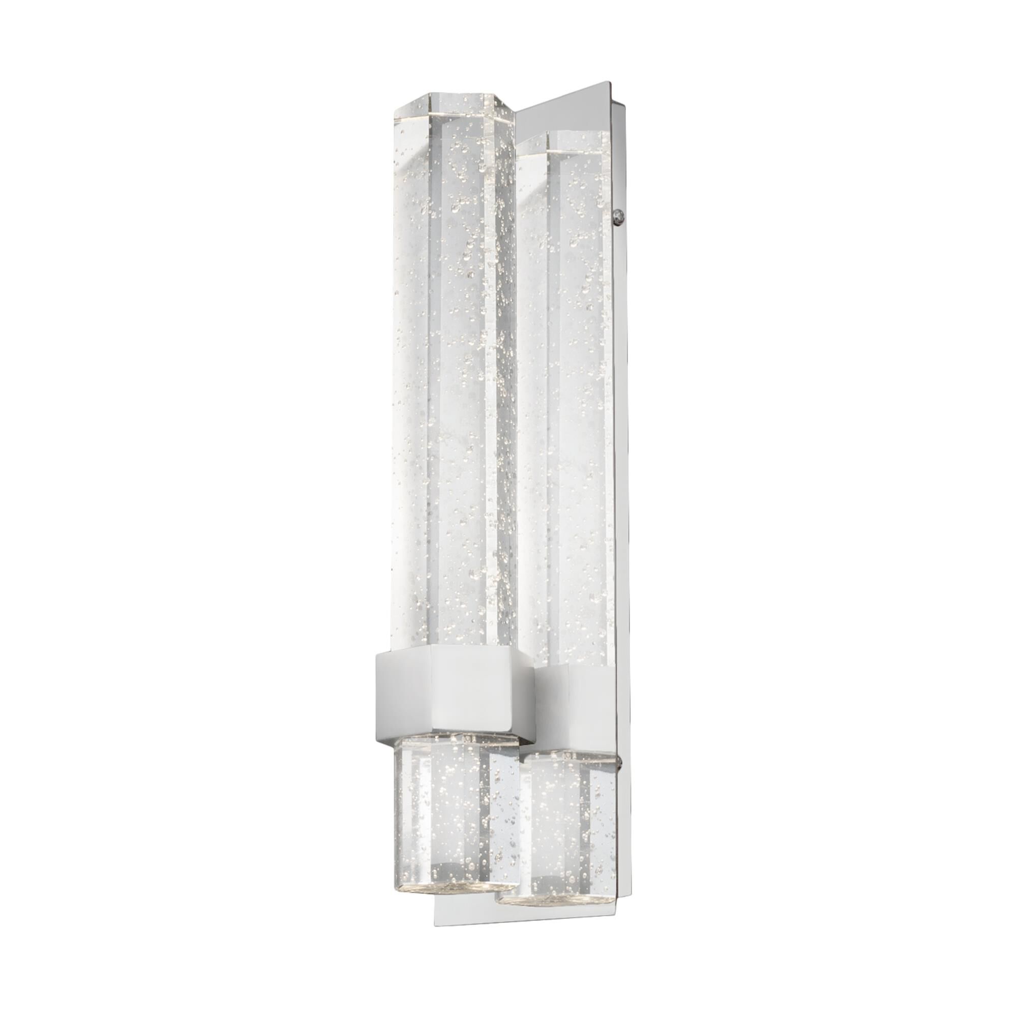 Shown in Chrome finish and Clear Encased with Bubbles glass