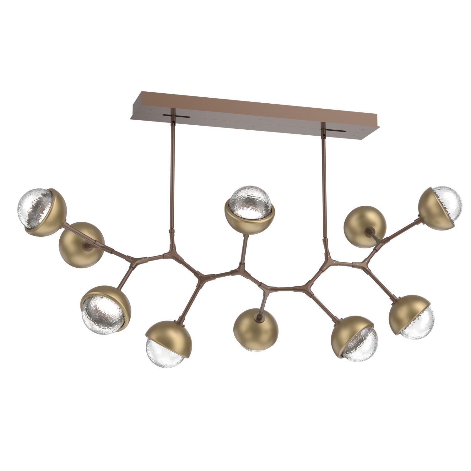 Shown in Burnished Bronze finish and Clear glass and Gilded Brass accent
