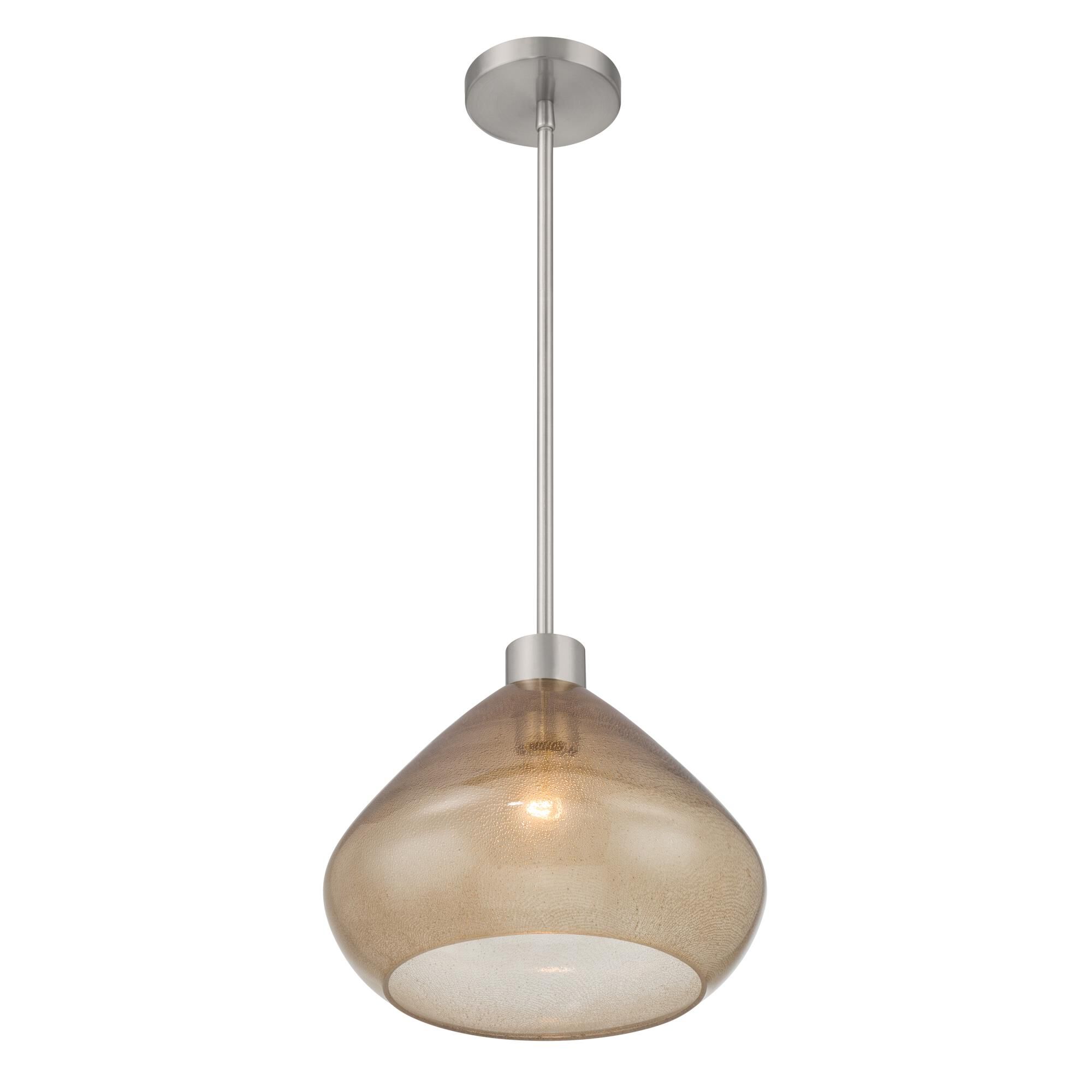 Shown in Brushed Nickel finish and Brown Bubble glass