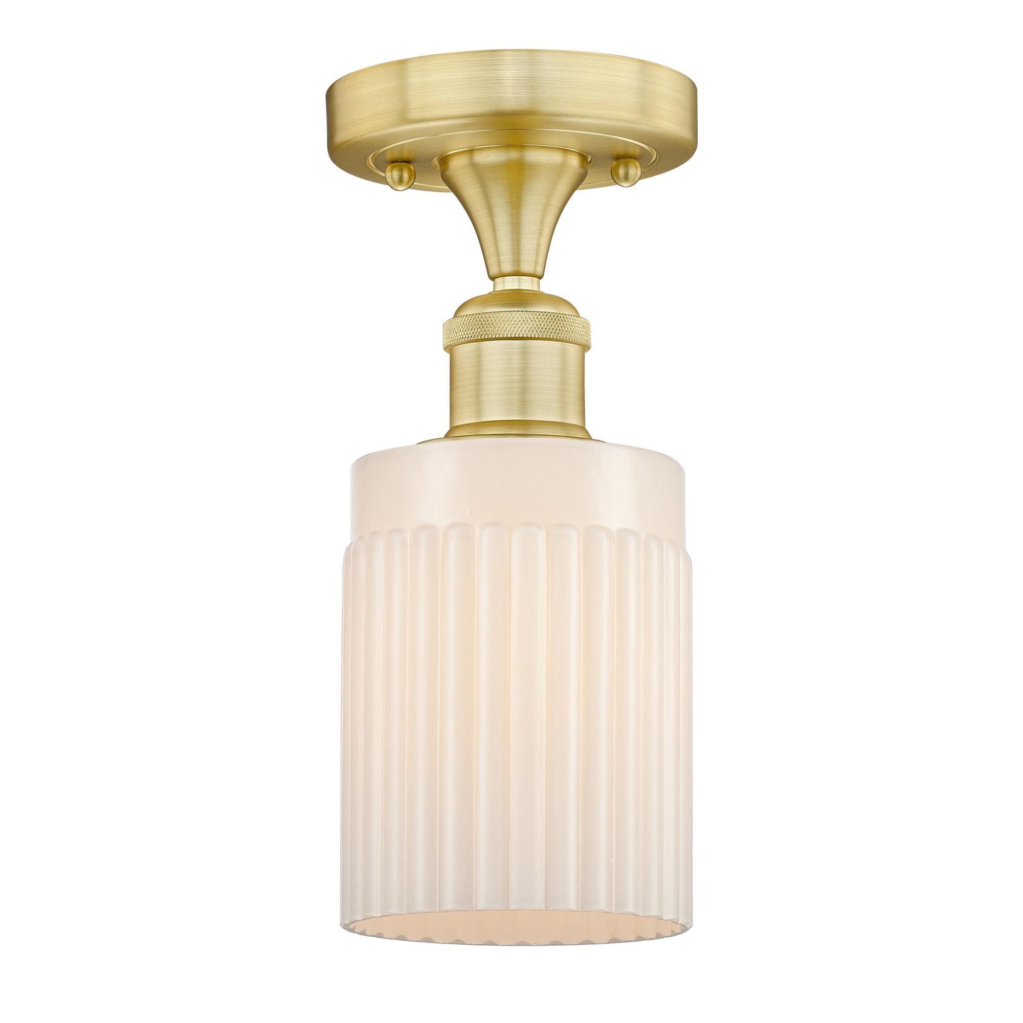 Shown in Satin Gold finish and Matte White glass