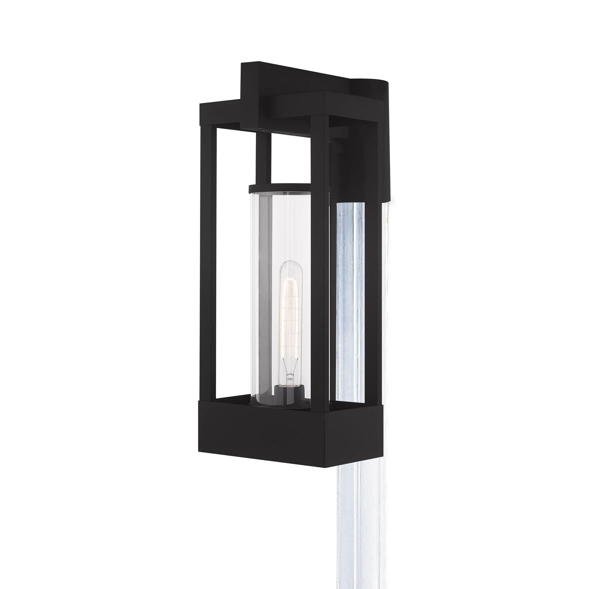 Shown in Black finish and Cylinder Clear glass