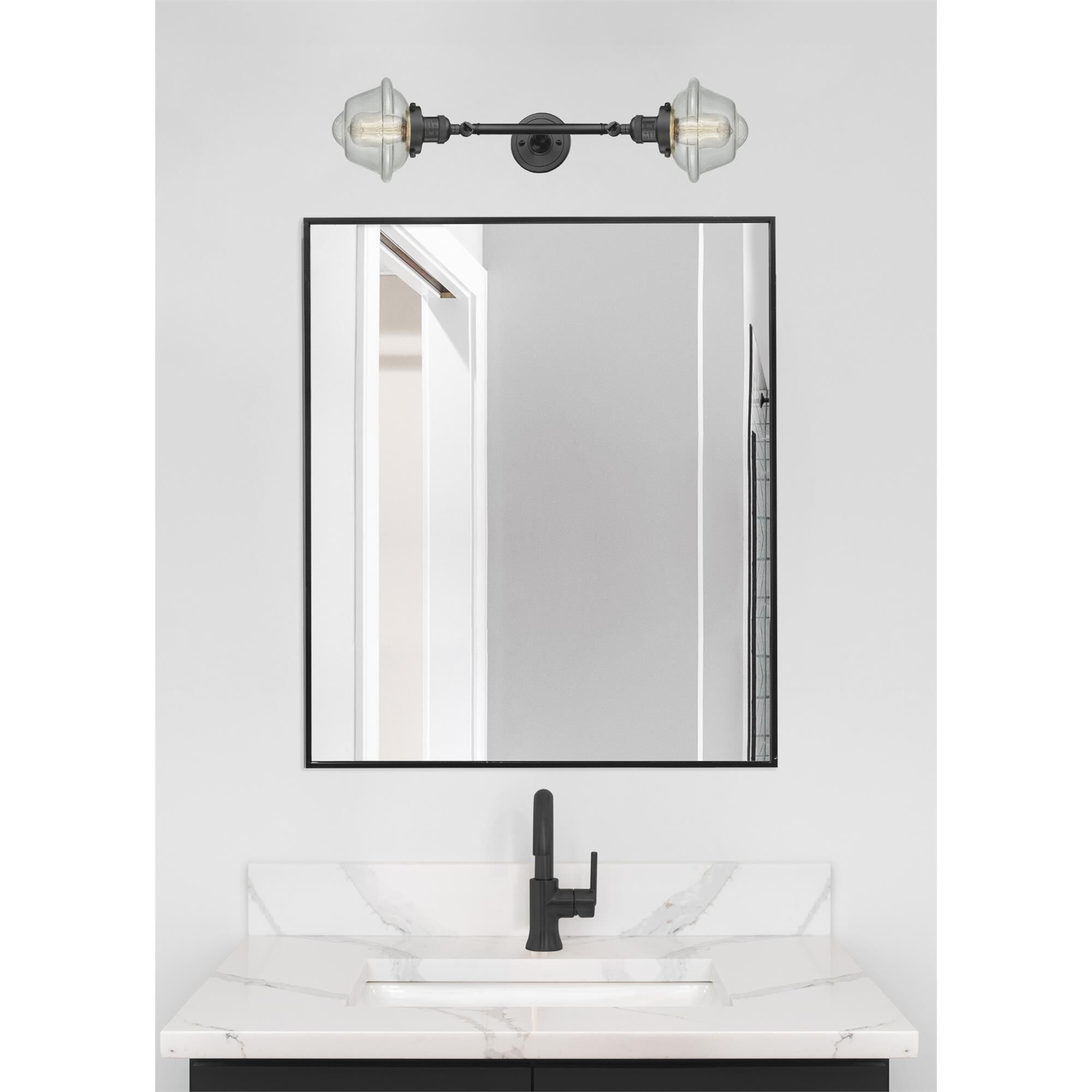 Shown in Oil Rubbed Bronze finish and Seedy glass