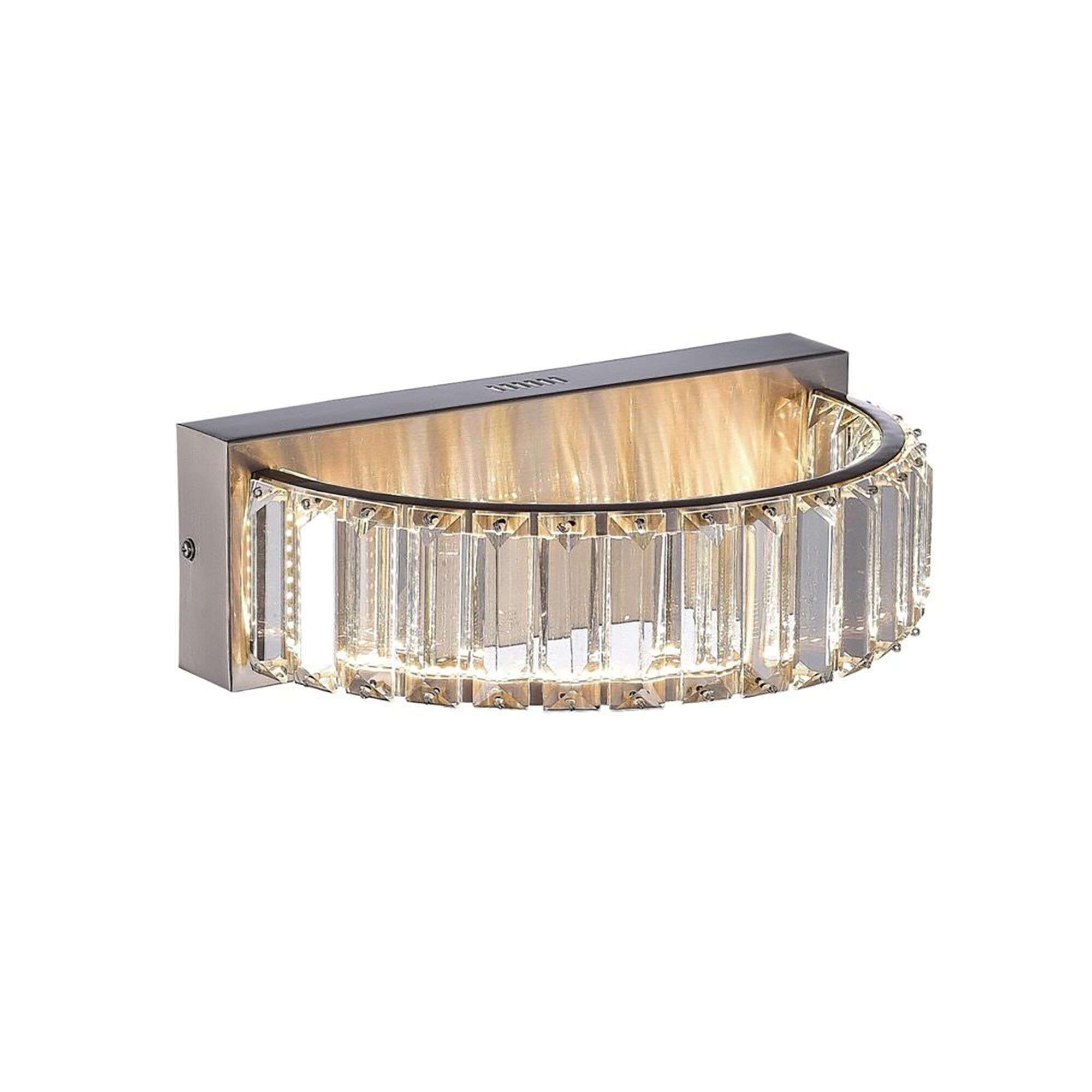 Shown in Satin Nickel finish and Clear Crystal glass