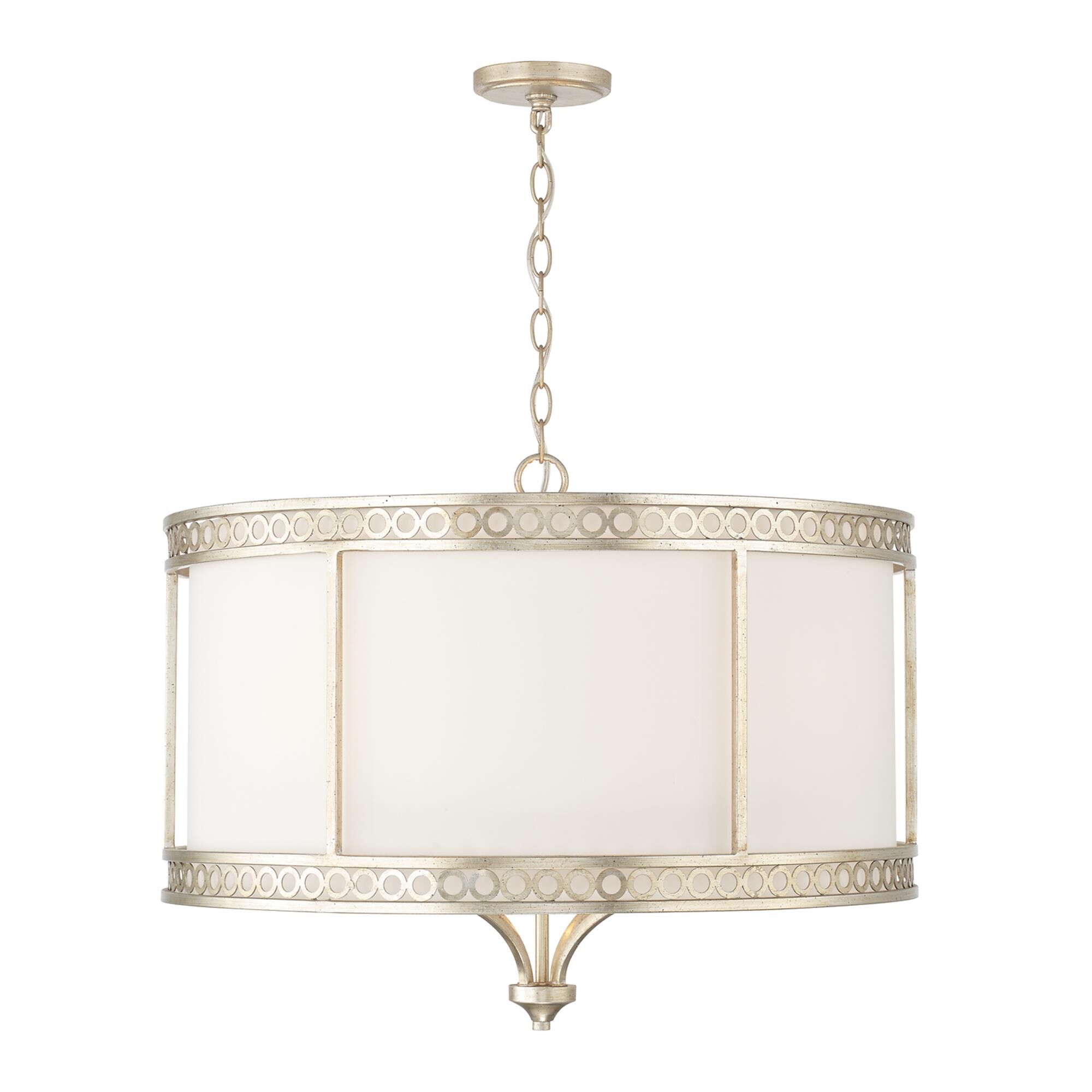 Shown in Winter Gold finish and White Fabric shade