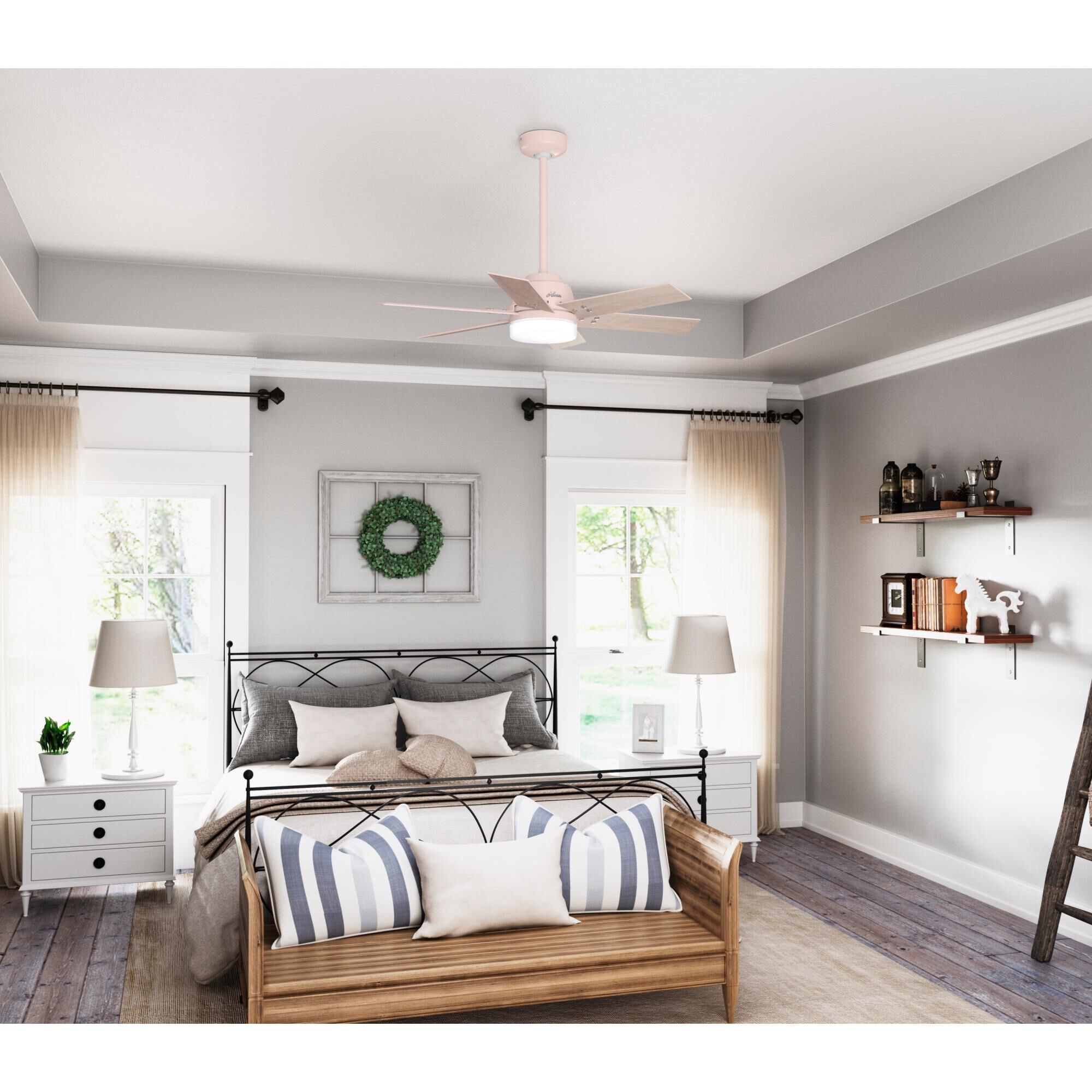 Shown in Blush Pink finish and Painted Cased White glass