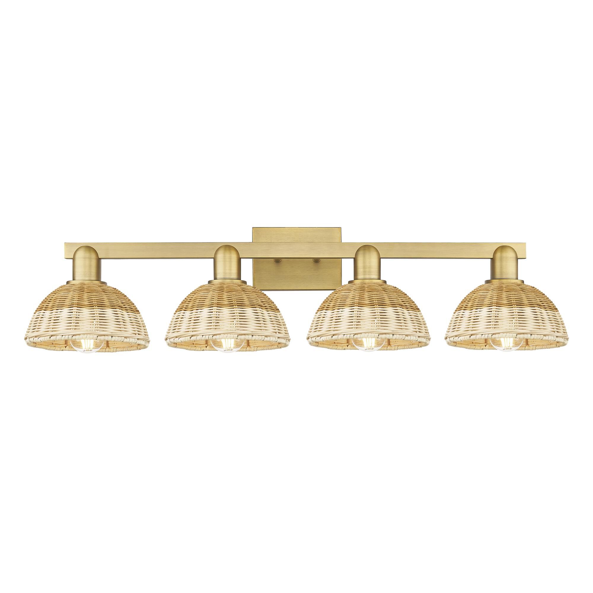 Shown in Brushed Brass finish and Natural shade