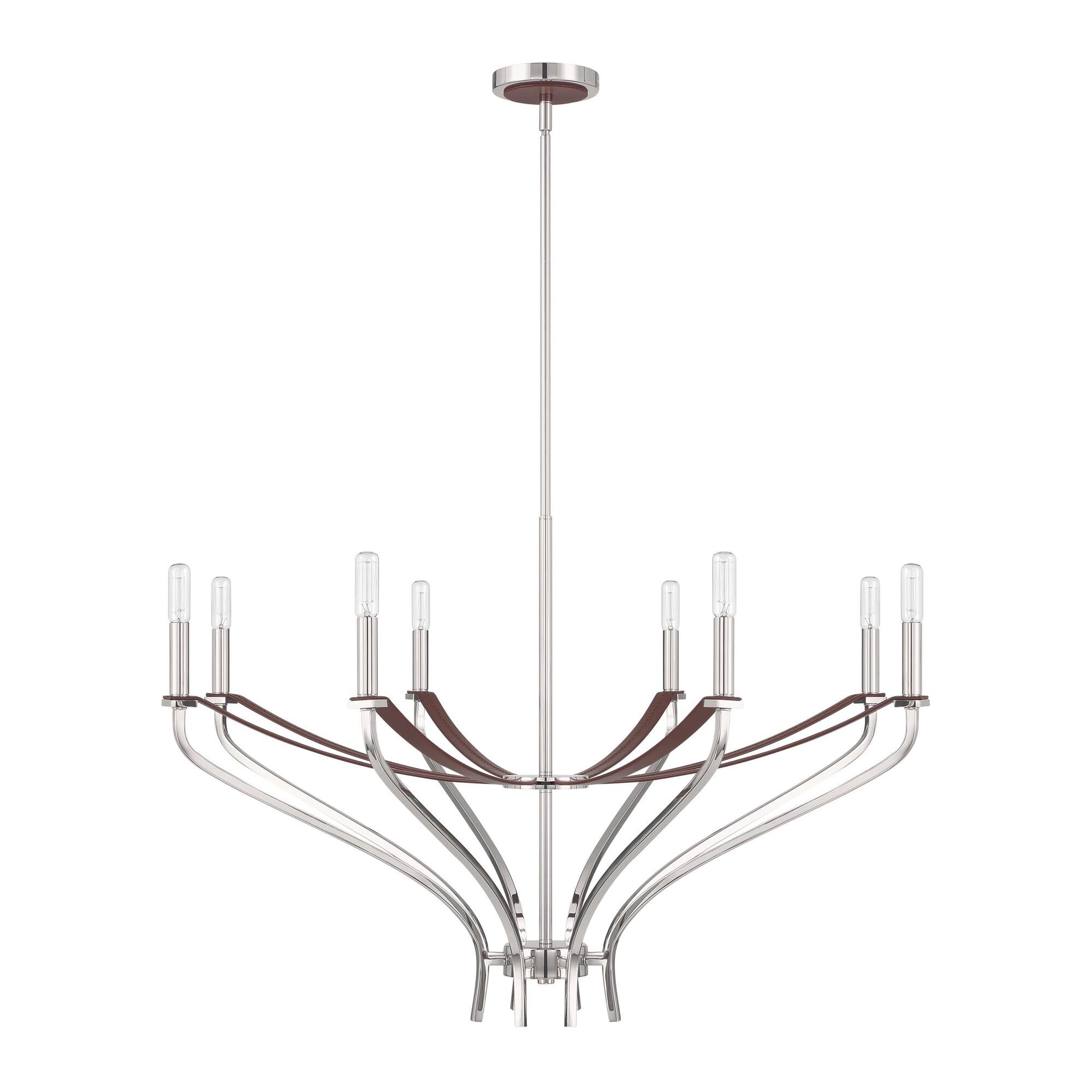 Shown in Polished Nickel and Dark Brown finish