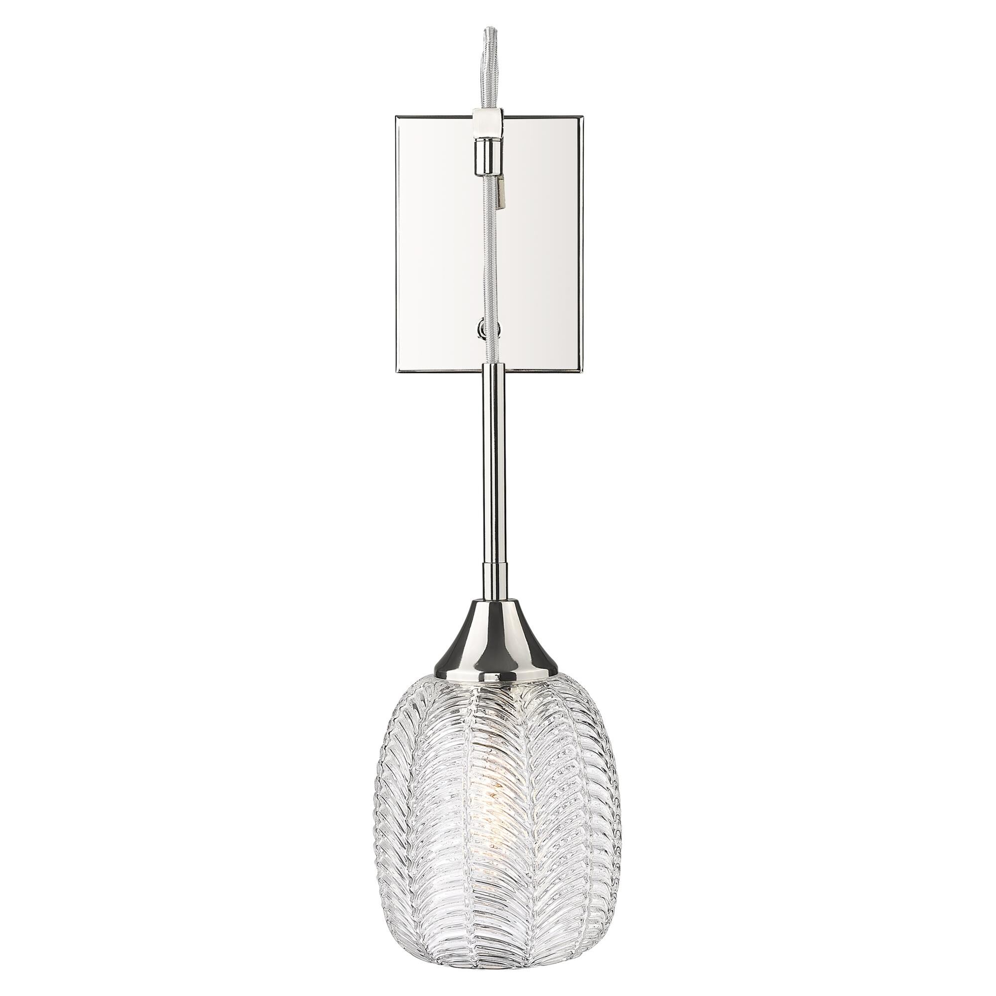 Shown in Polished Nickel finish and Clear shade