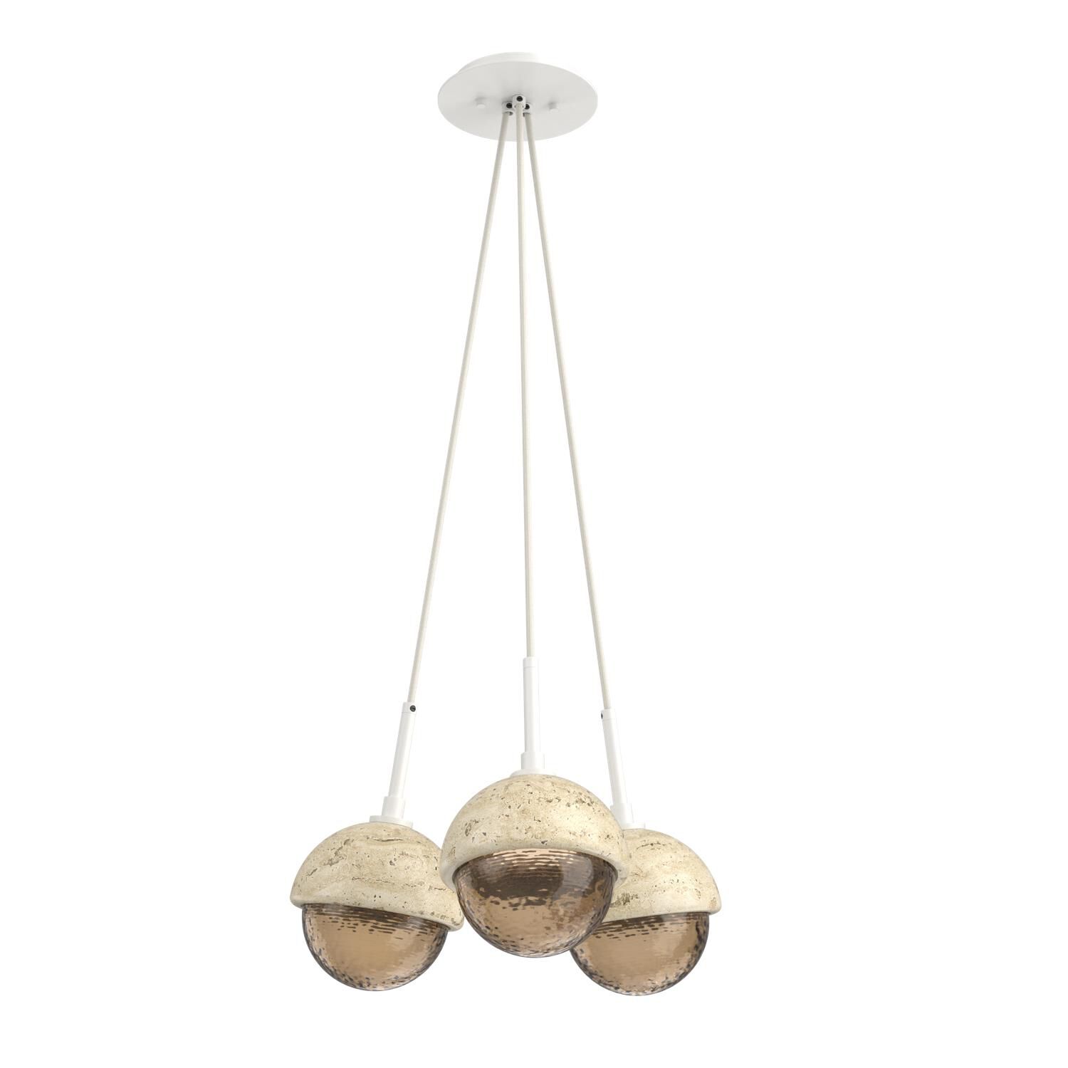 Shown in Salt White finish and Bronze glass and Travertine Stone accent