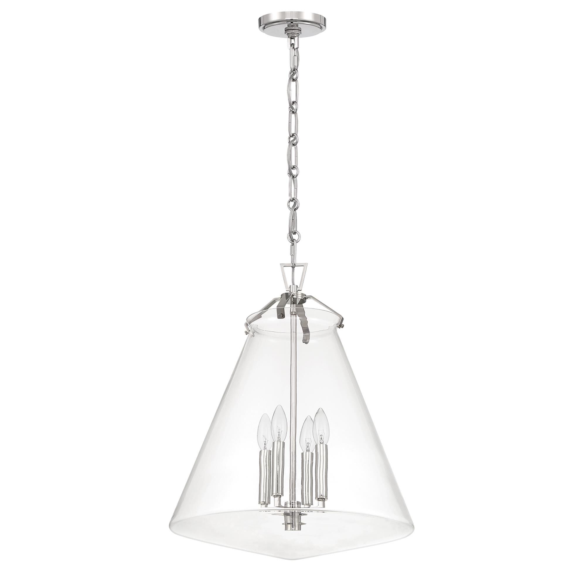 Shown in Polished Nickel finish and Clear glass