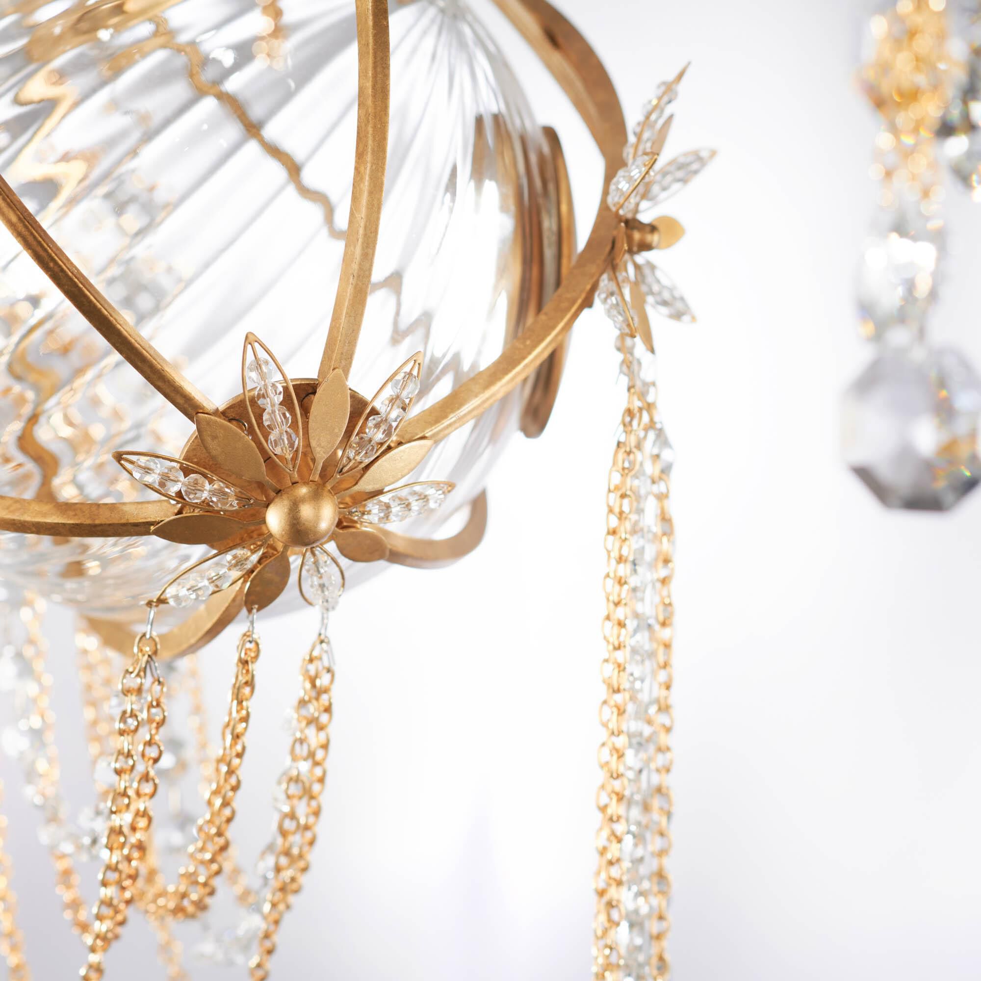 Shown in Heirloom Gold finish and Radiance crystal and Crystal glass