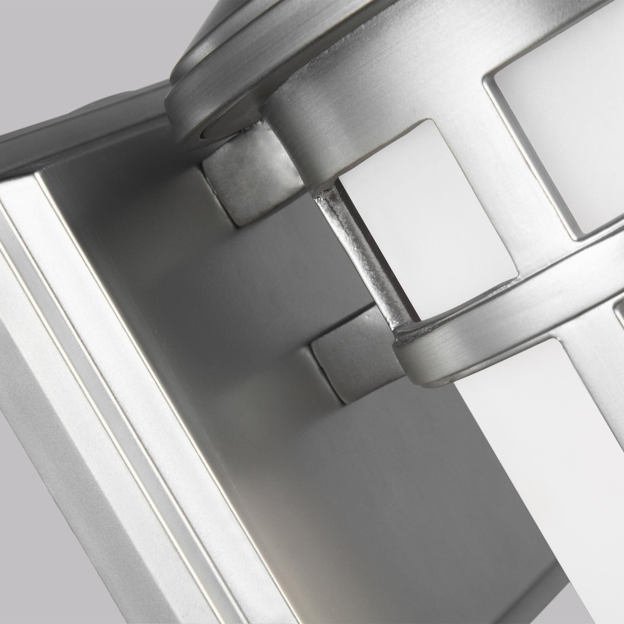 Shown in Painted Brushed Steel finish and Etched glass