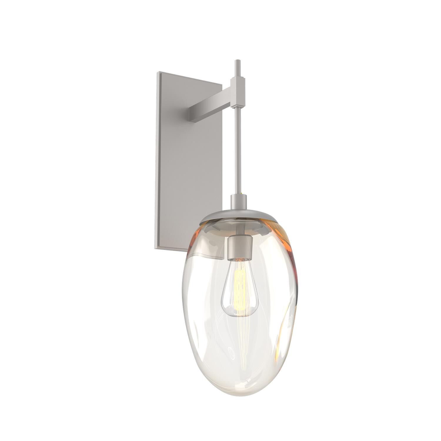 Shown in Metallic Beige Silver finish and Blown Amber glass