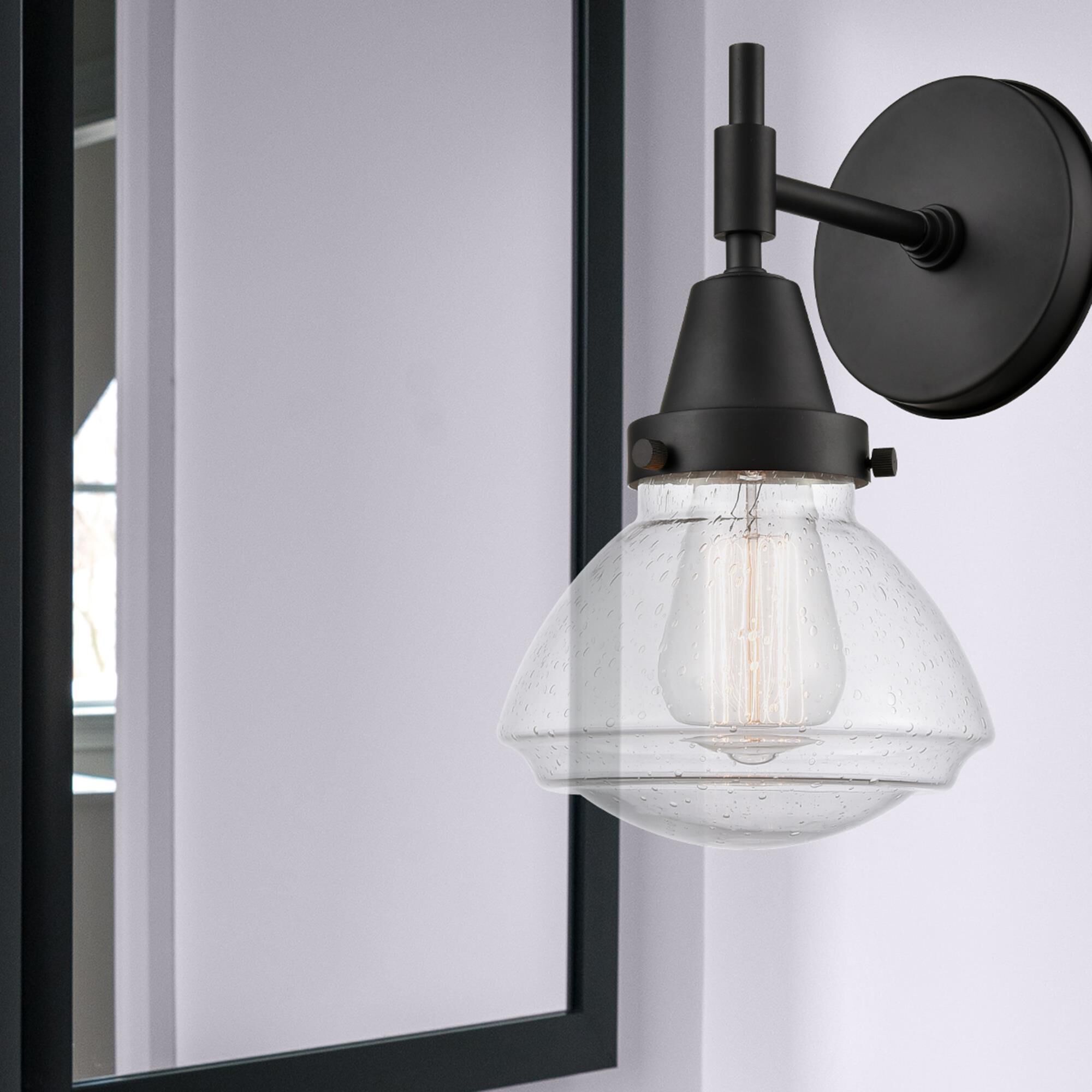 Shown in Matte Black finish and Seedy Large Cone glass