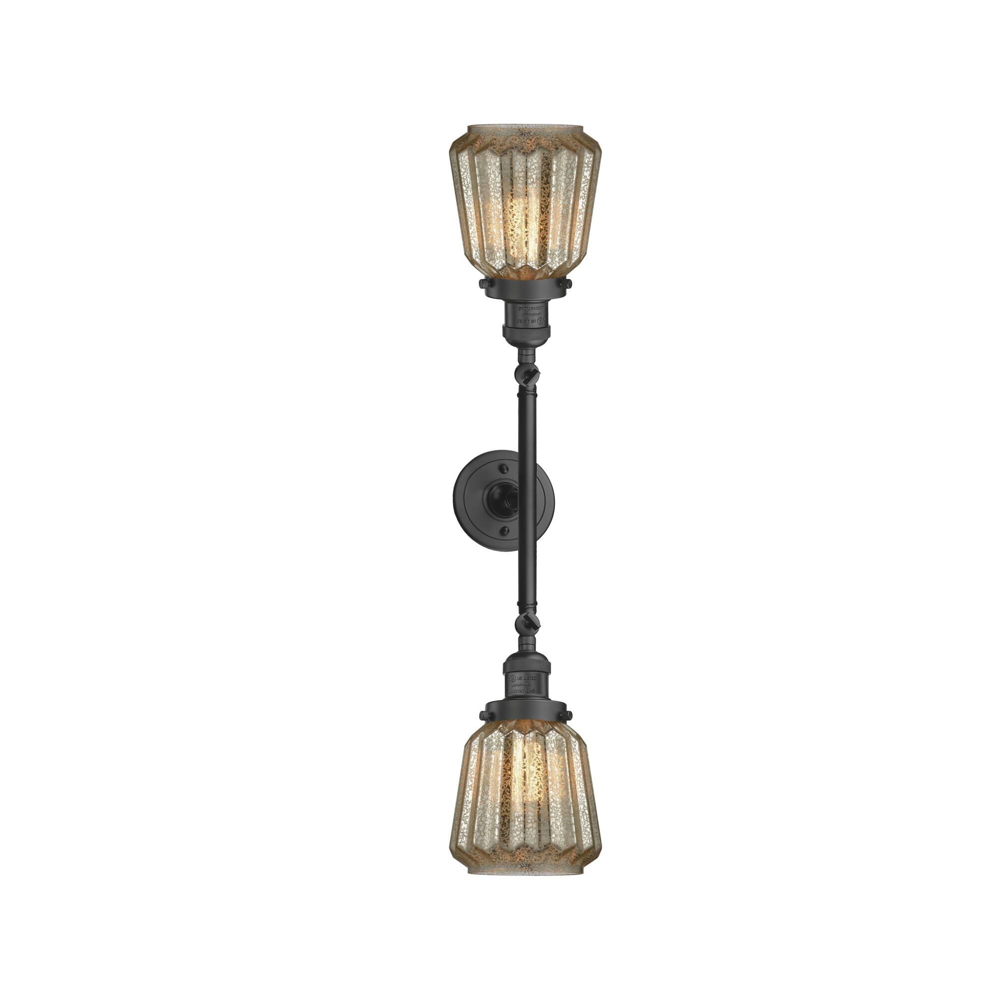 Shown in Oil Rubbed Bronze finish and Mercury Fluted glass